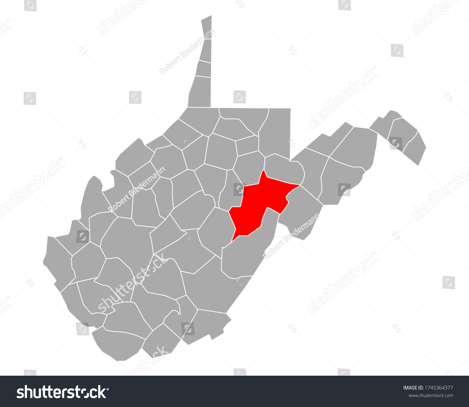 Map Randolph West Virginia On White Stock Vector (Royalty Free