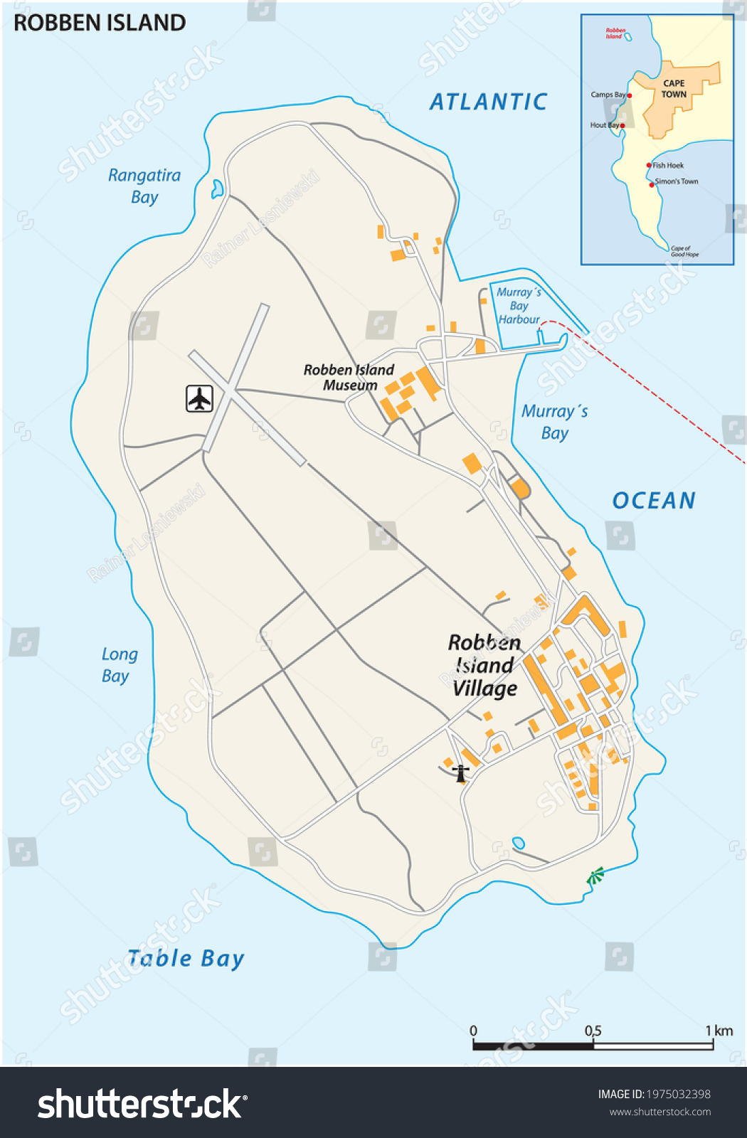 Map Robben Island Former Prison Cape Stock Vector (Royalty Free ...