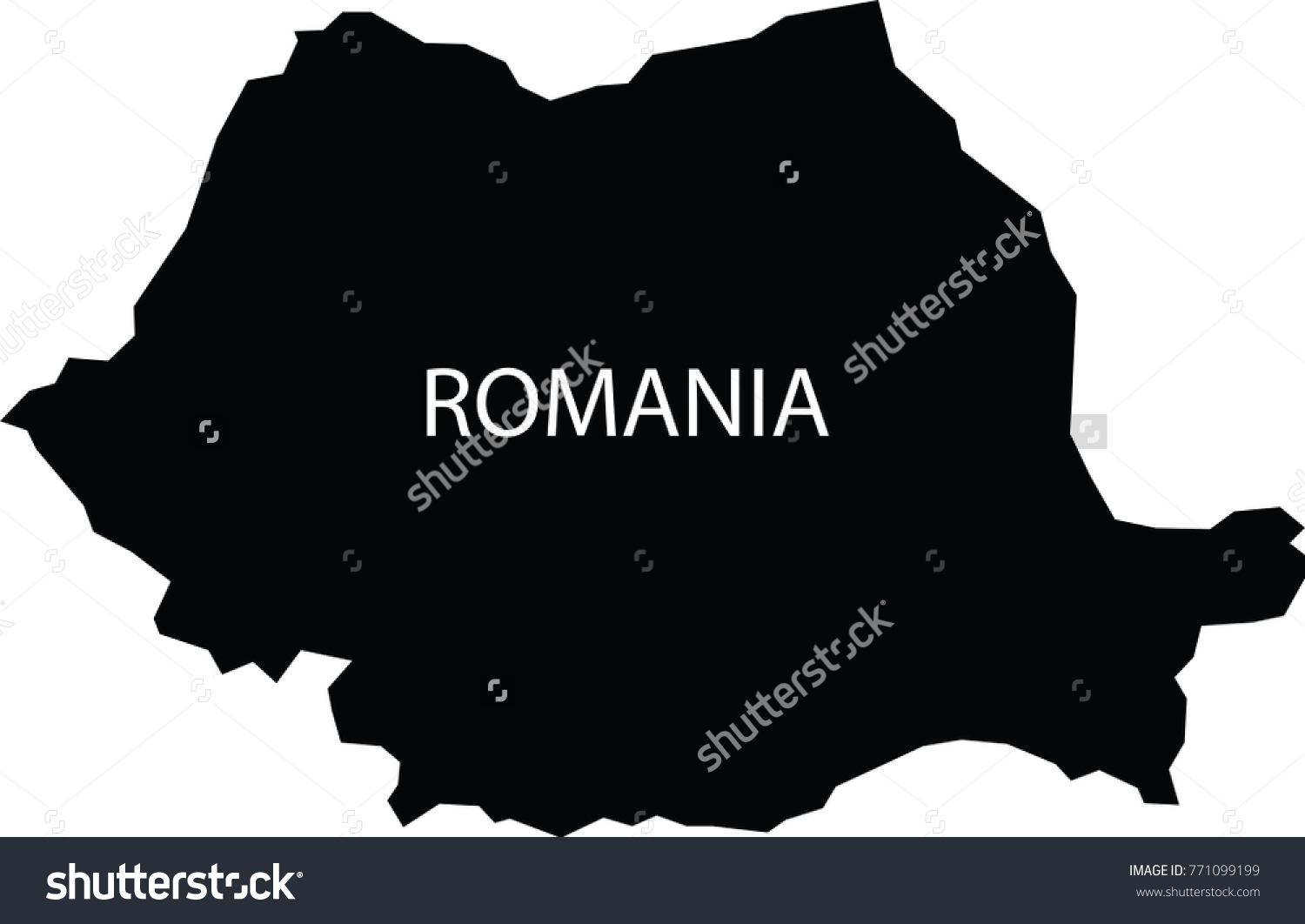 Map Romania Vector Black On White Stock Vector (Royalty Free) 771099199