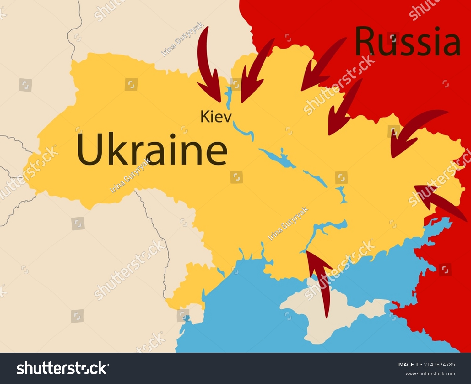 Map Russian Invasion Ukraine 2022 Stock Vector (Royalty Free ...