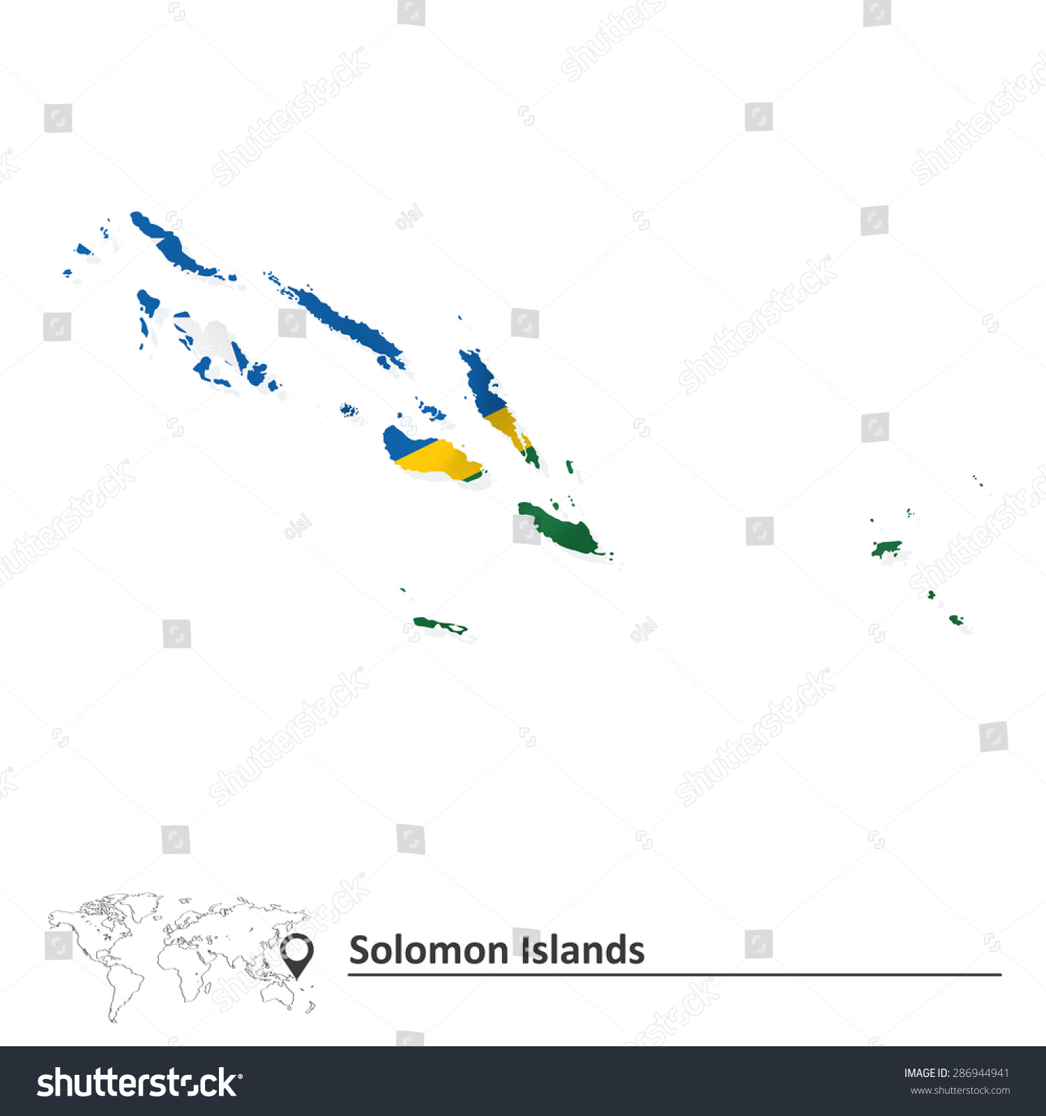 Map Solomon Islands Flag Vector Illustration Stock Vector 286944941 ...