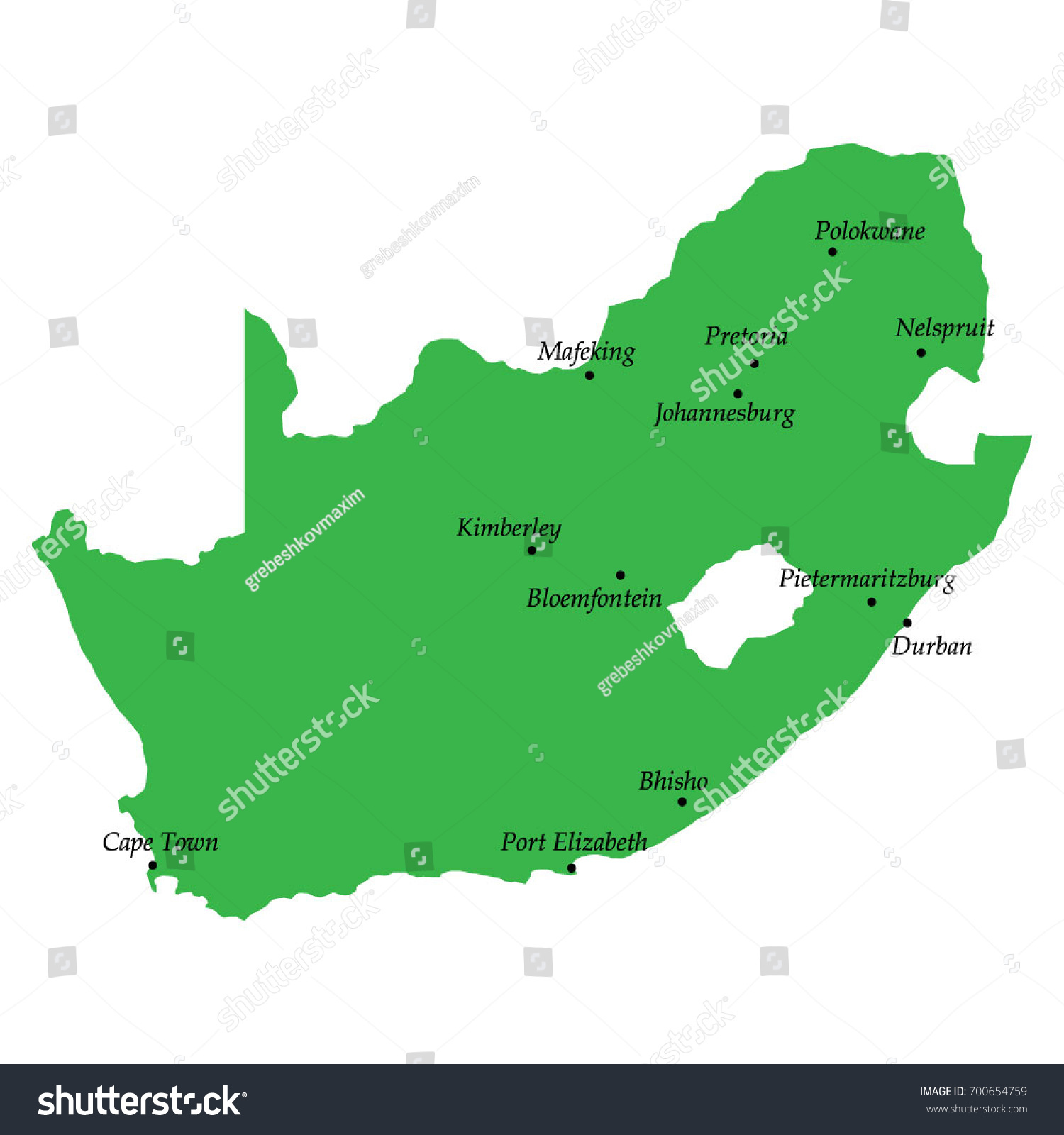 Map South Africa Main Cities Stock Vector (Royalty Free) 700654759 ...