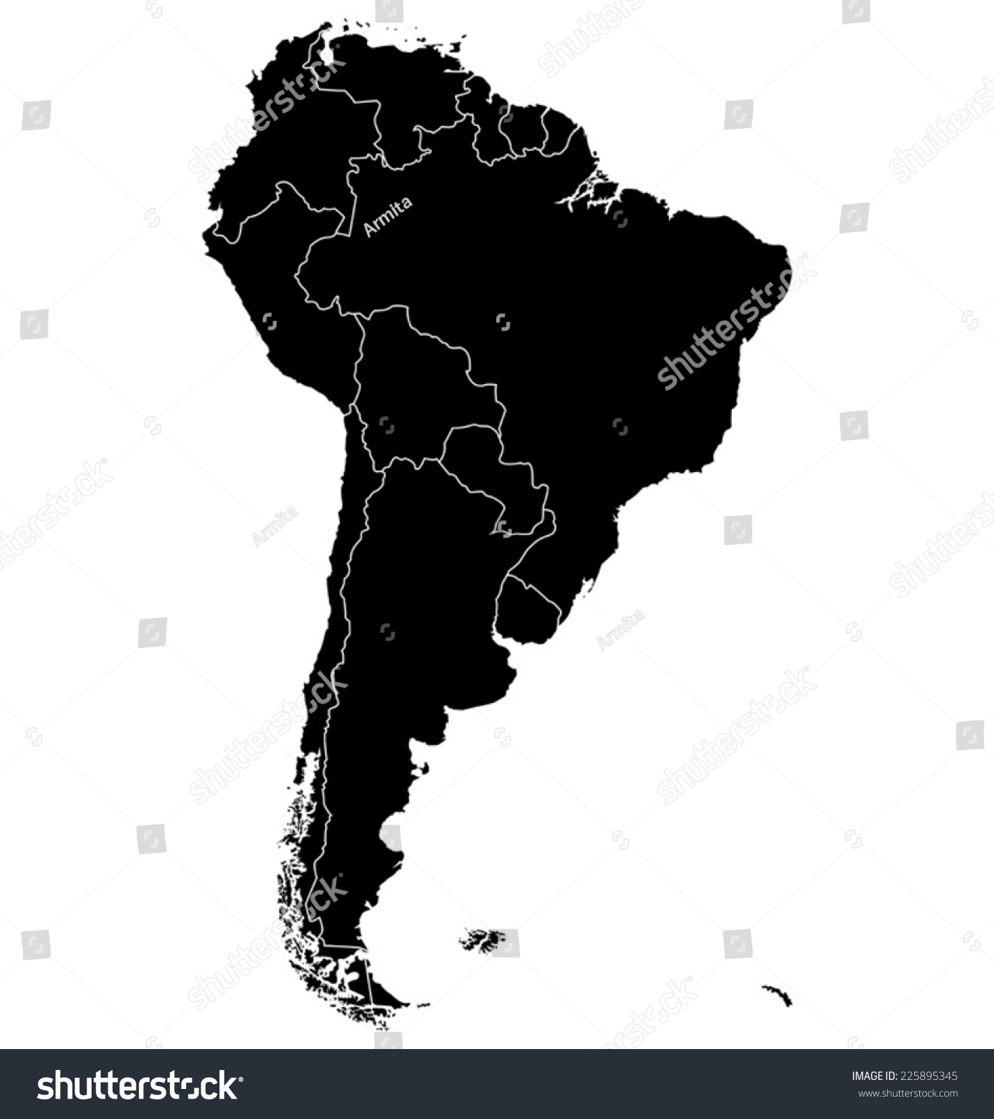 Map Of South America. Separable Borders Stock Vector Illustration ...