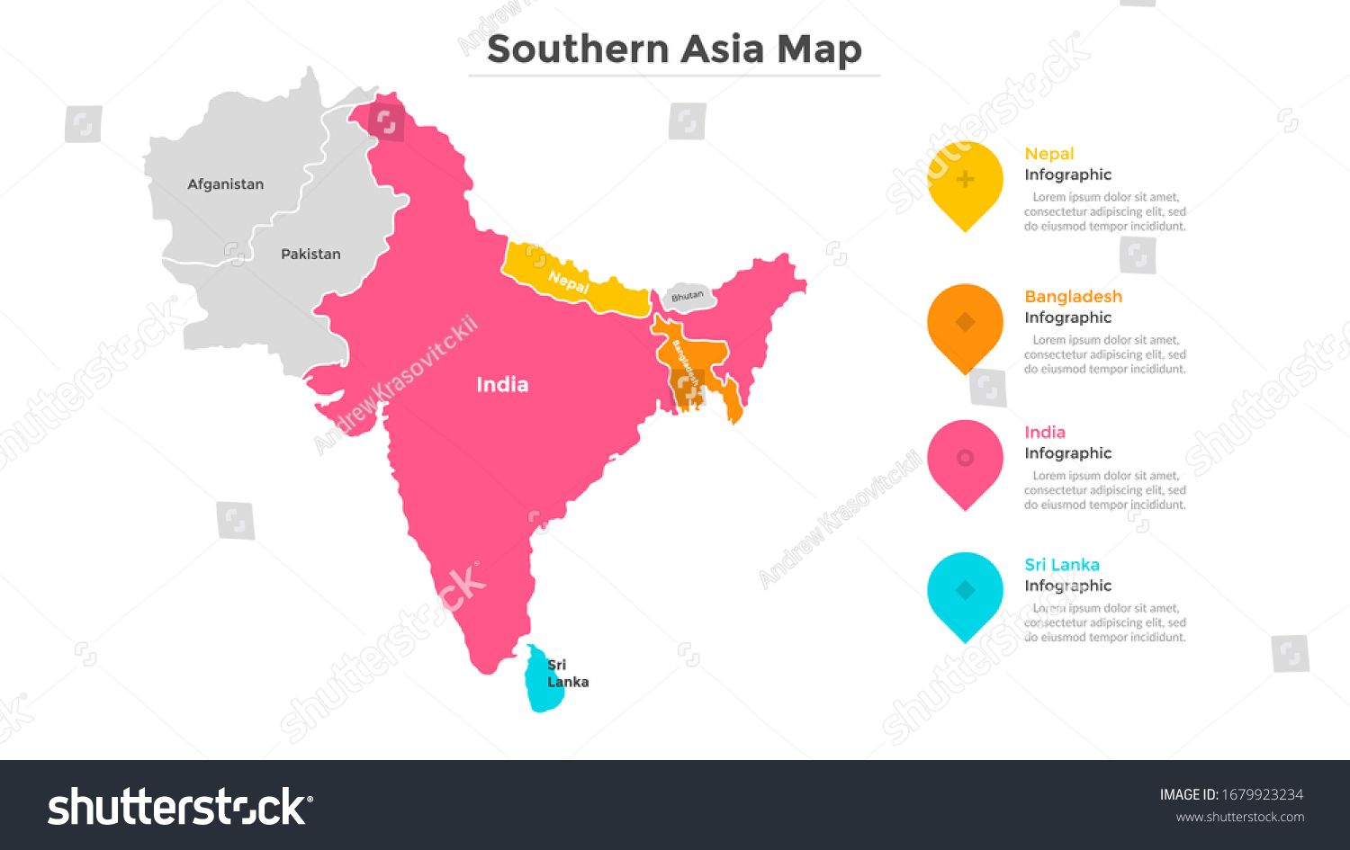 South Asia Region Map Map South Asia Geographic Boundaries Countries Stock Vector (Royalty Free)  1679923234 | Shutterstock