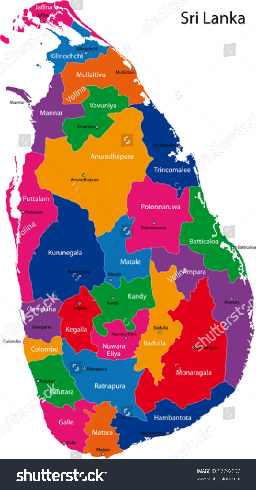 Map Democratic Socialist Republic Sri Lanka Stock Vector 57792007 ...