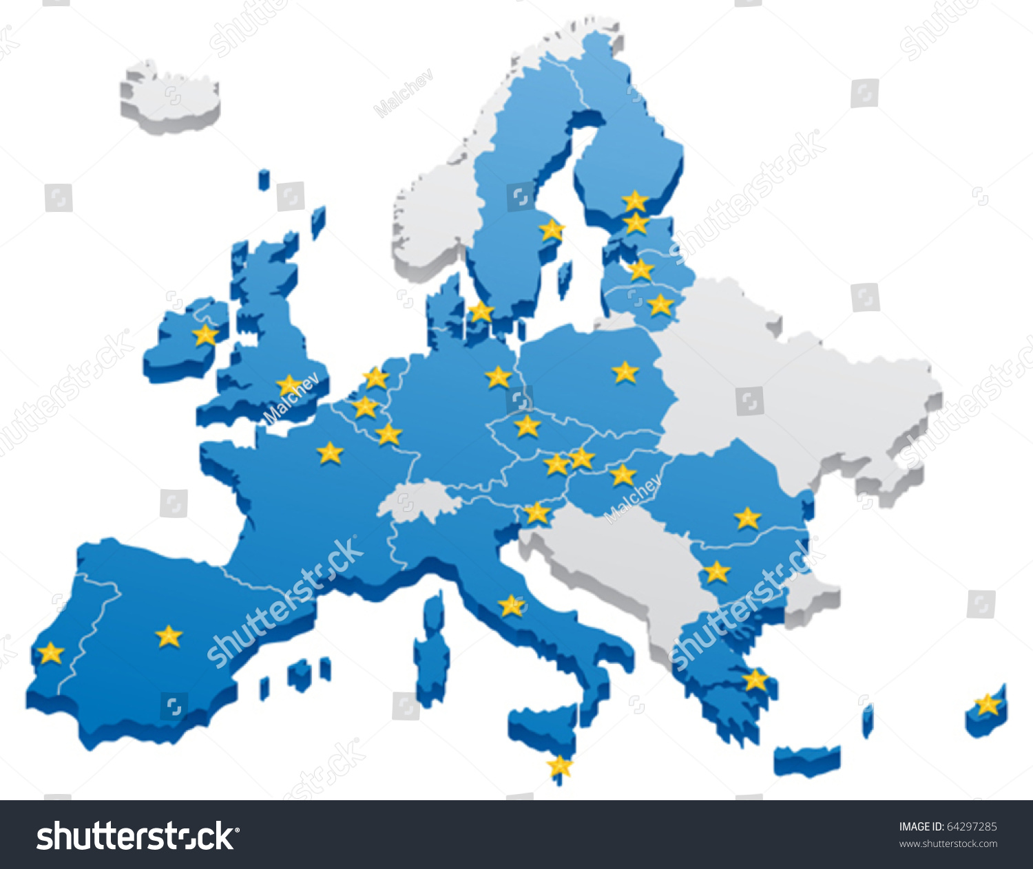 Map Of The European Union. The Capitals And The Borders Can Be Easily ...