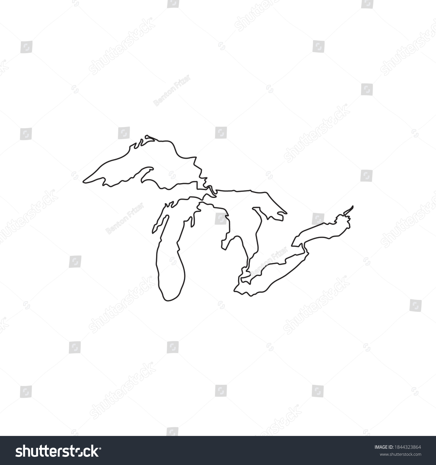 Map Great Lakes Vector Silhouette Stock Vector (Royalty Free ...