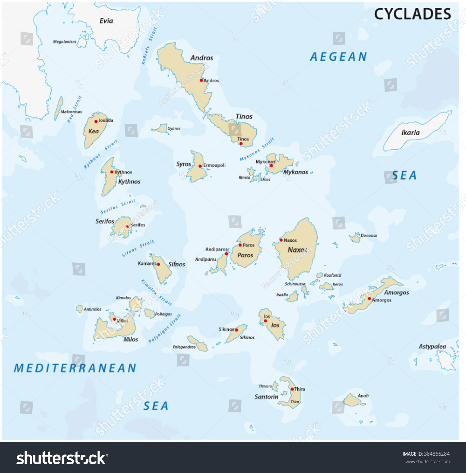 Stock Vector Map Of The Greek Island Group Cyclades 384866284 