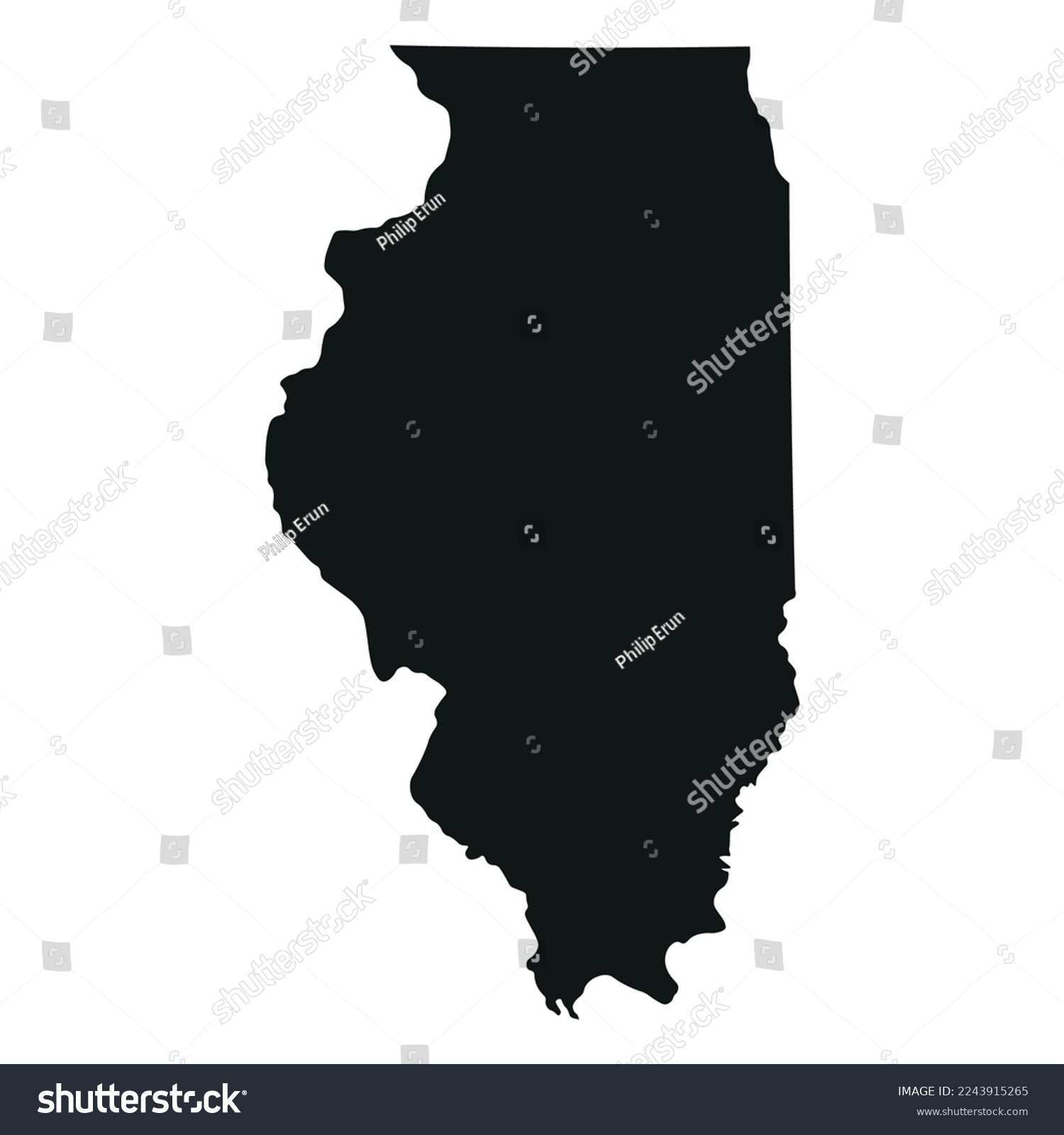SVG of Map of the Illinois state in black color isolated on white background. Vector illustration svg