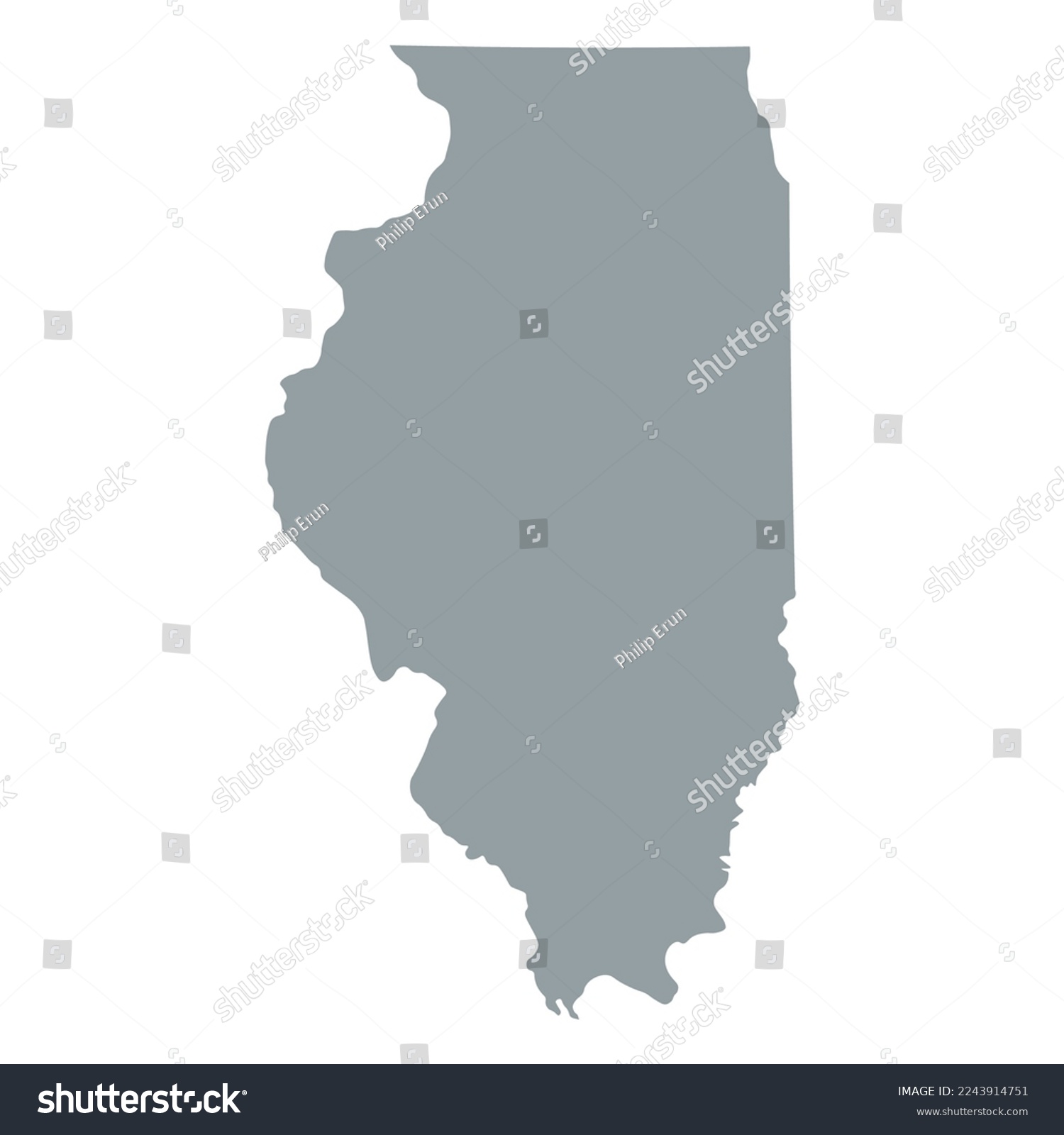 SVG of Map of the Illinois state in grey color isolated on white background. Vector illustration svg