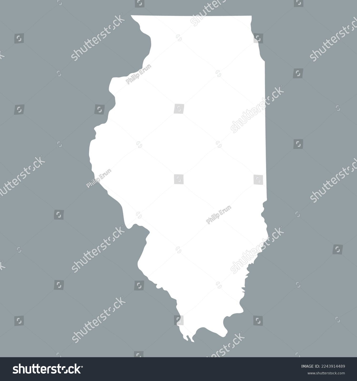 SVG of Map of the Illinois state in white color isolated on grey background. Vector illustration svg