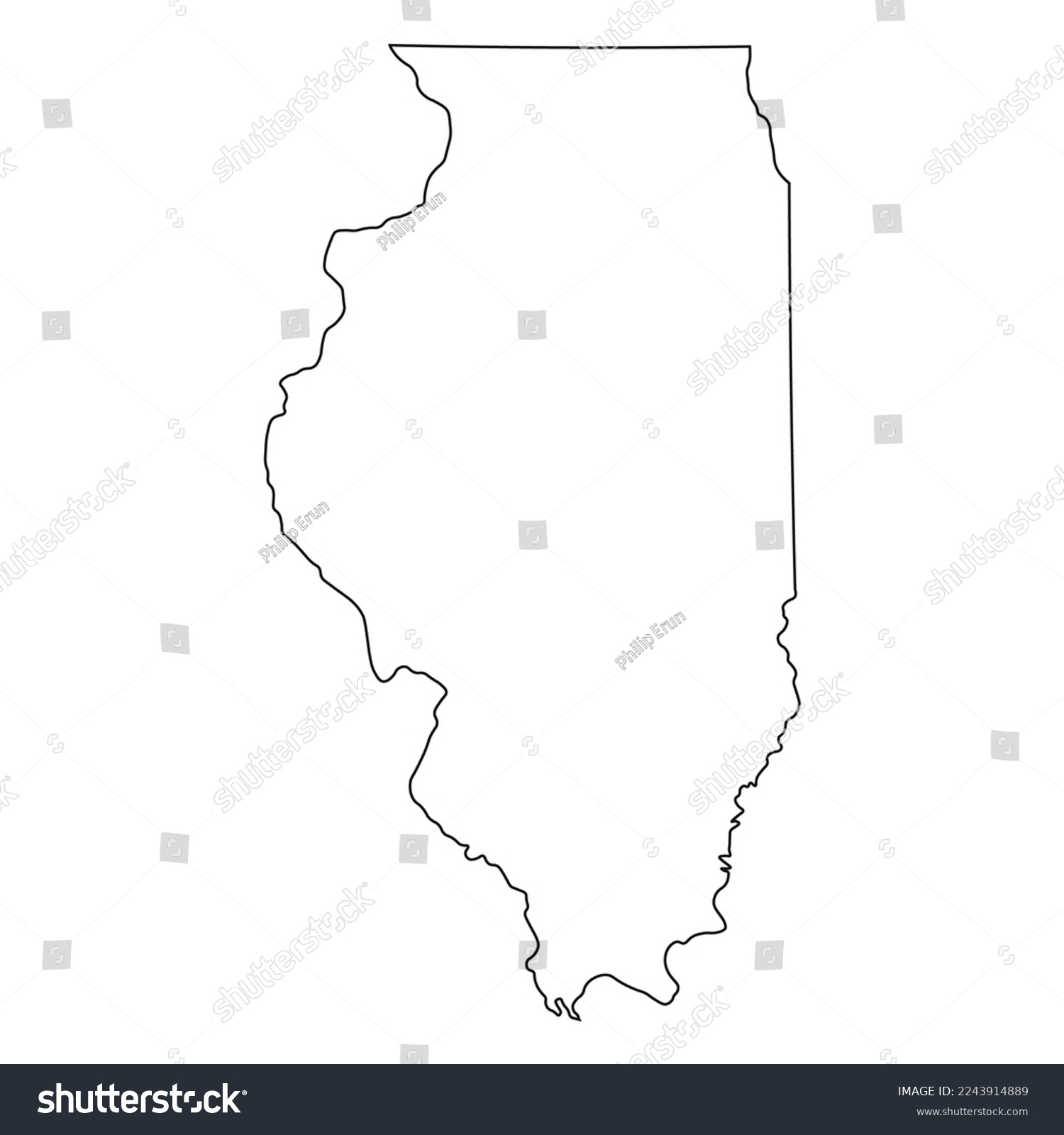 SVG of Map of the Illinois state in white color isolated on white background. Vector illustration svg