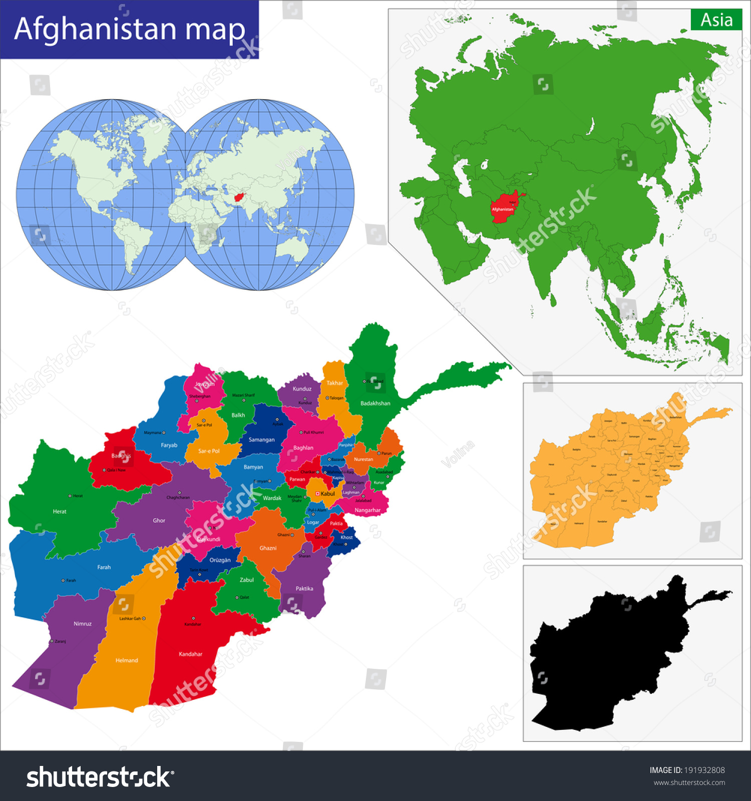 Map Islamic Republic Afghanistan Provinces Colored Stock Vector ...