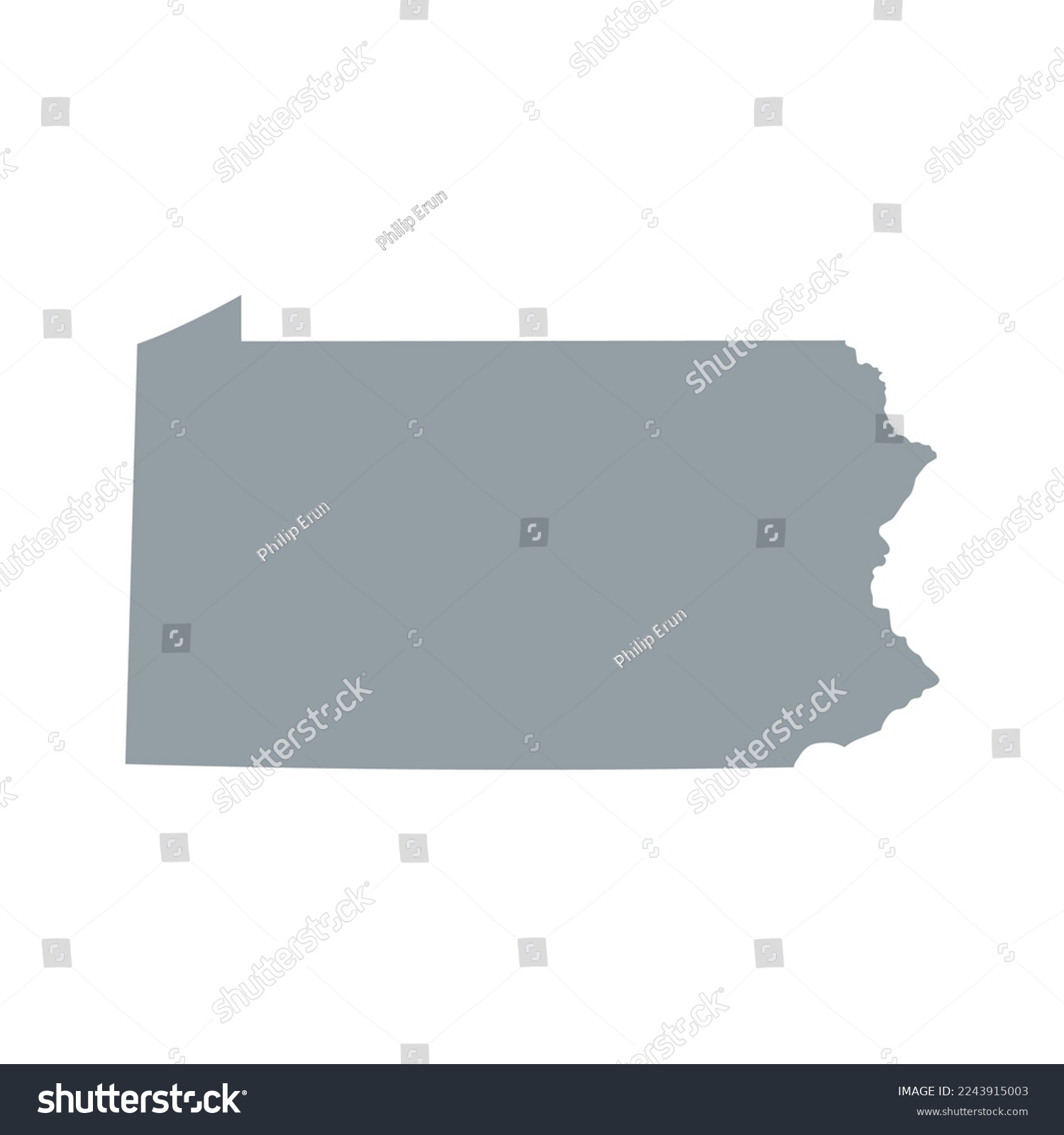 SVG of Map of the Pennsylvania state in grey color isolated on white background. Vector illustration svg