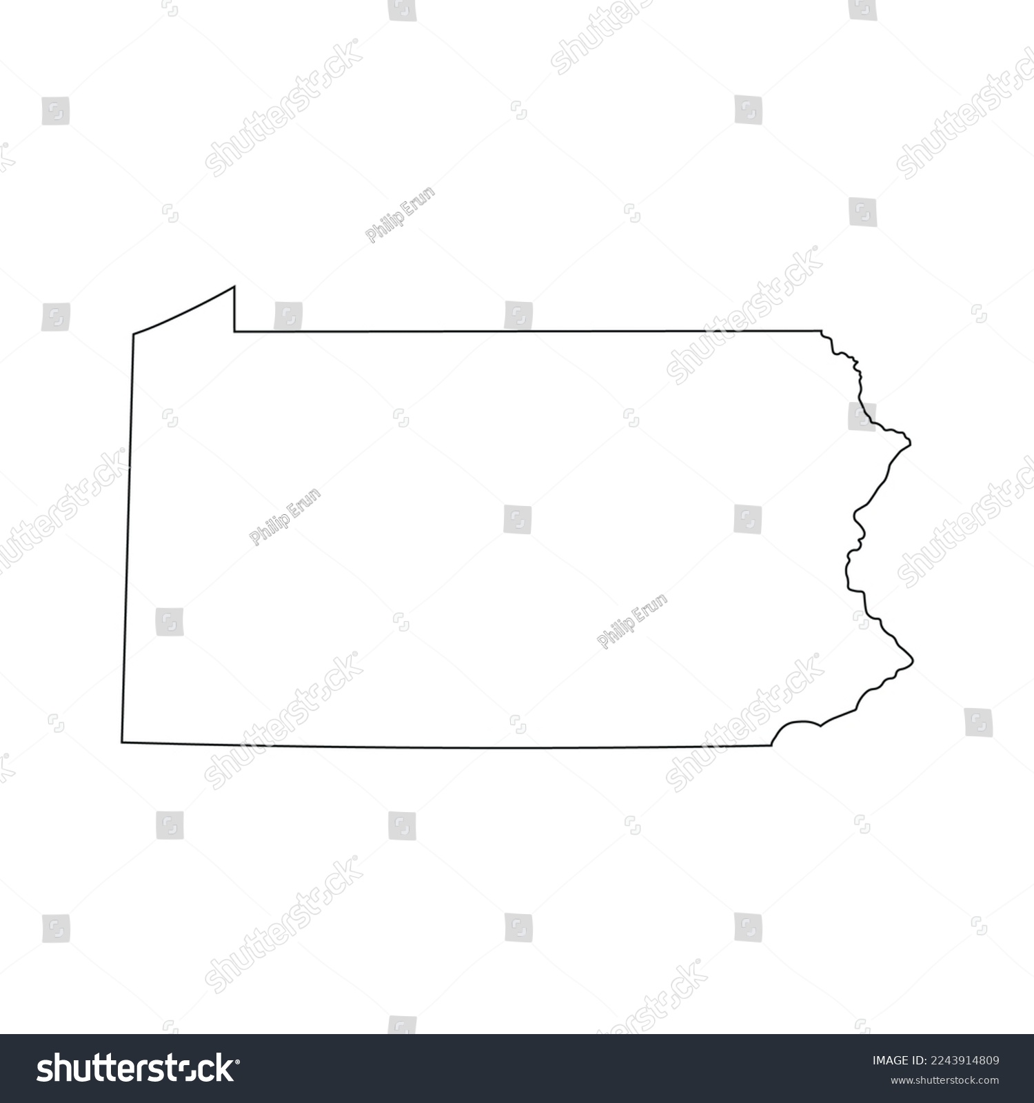 SVG of Map of the Pennsylvania state in white color isolated on white background. Vector illustration svg