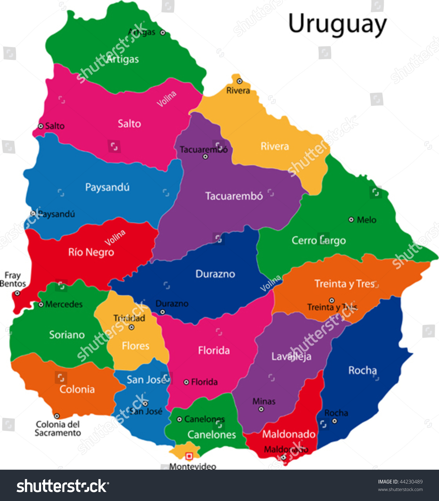 Map Republic Uruguay Departments Colored Bright Stock Vector - Map Of The Republic Of Uruguay With The Departments Colored In Brightcolors And The Main map republic uruguay departments colored bright stock vector - map of the republic of uruguay with the departments colored in brightcolors and the main
