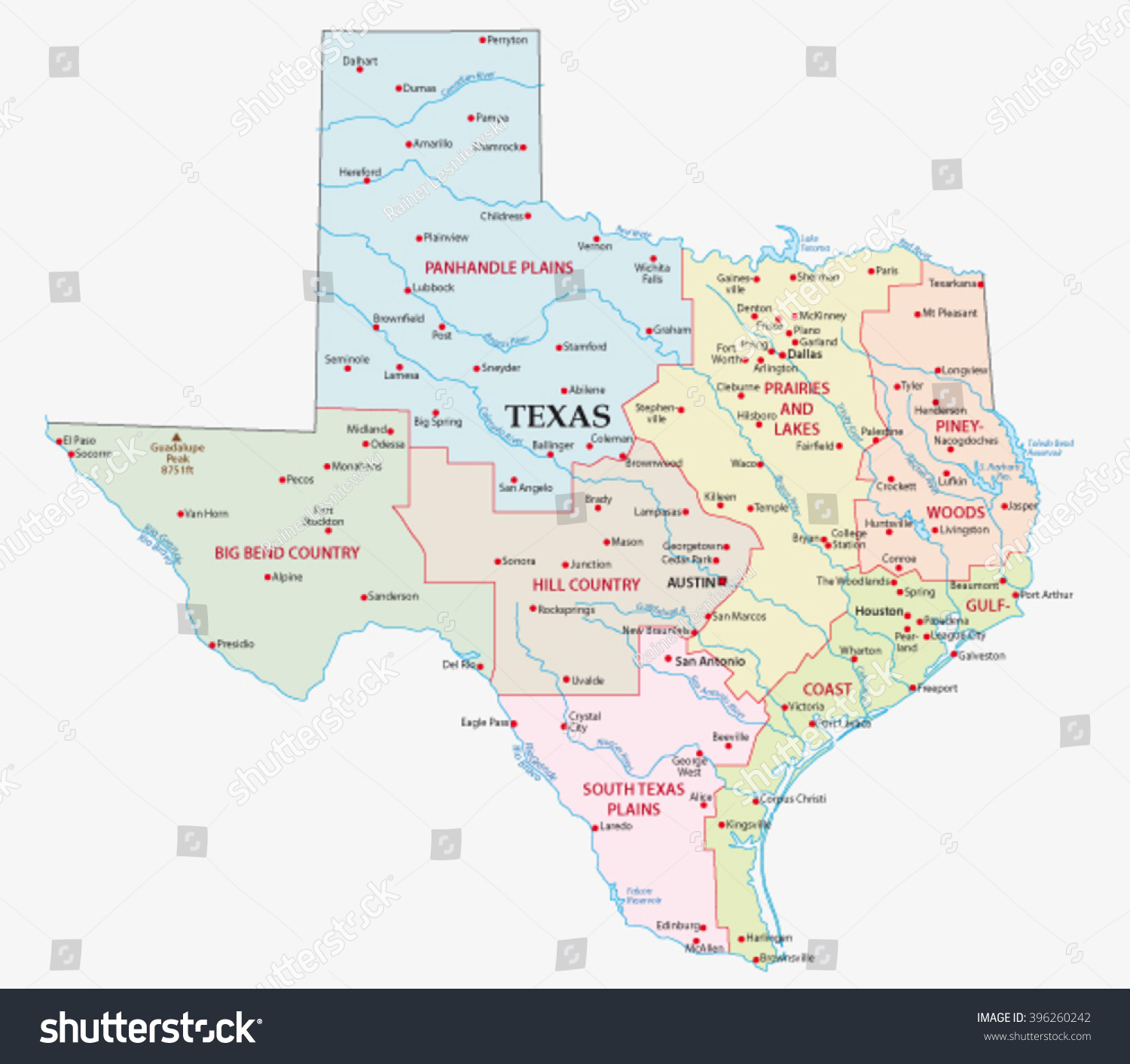 3,421 Regions texas map Images, Stock Photos & Vectors | Shutterstock