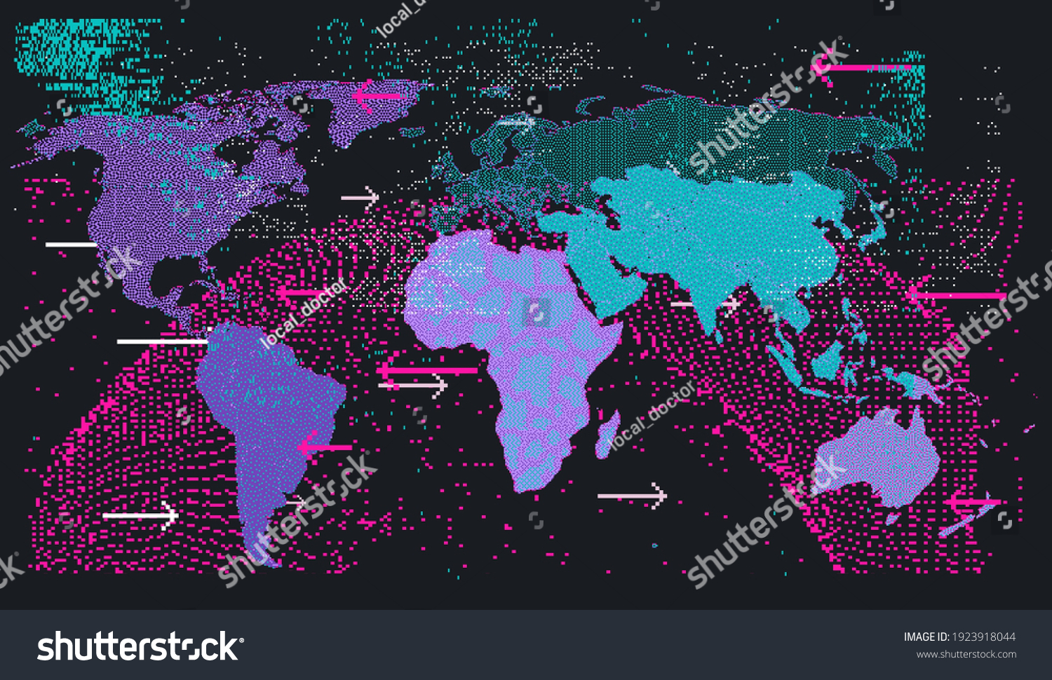 Map World Pixel Art Style Retrofuturistic Stock Vector (Royalty Free ...