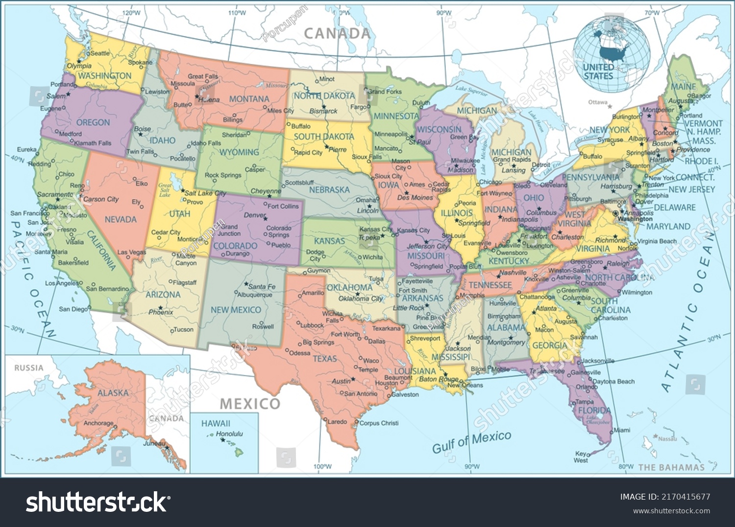 SVG of Map of United States - highly detailed vector illustration svg