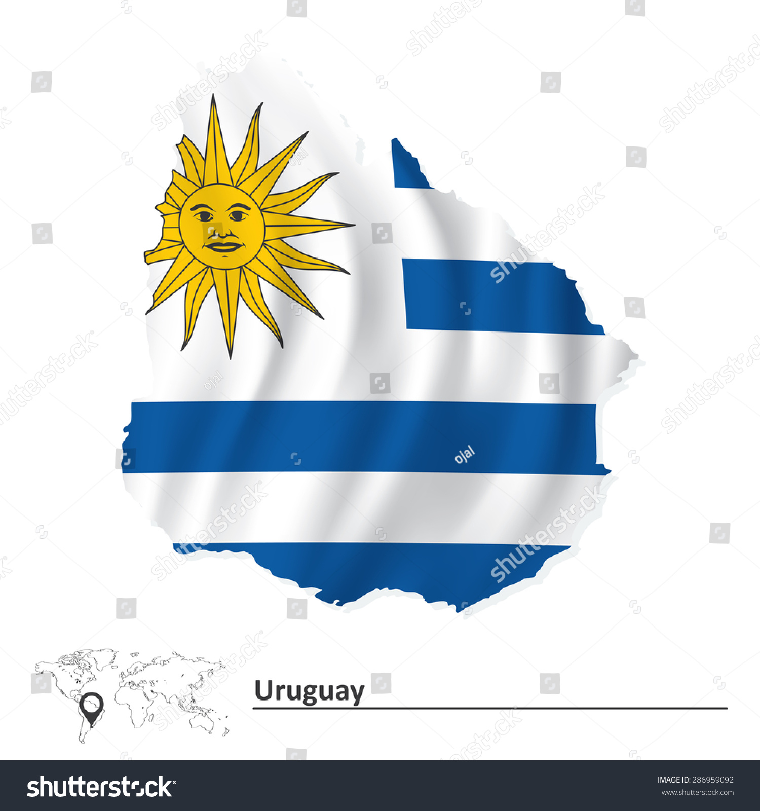 Map Of Uruguay With Flag - Vector Illustration - 286959092 : Shutterstock