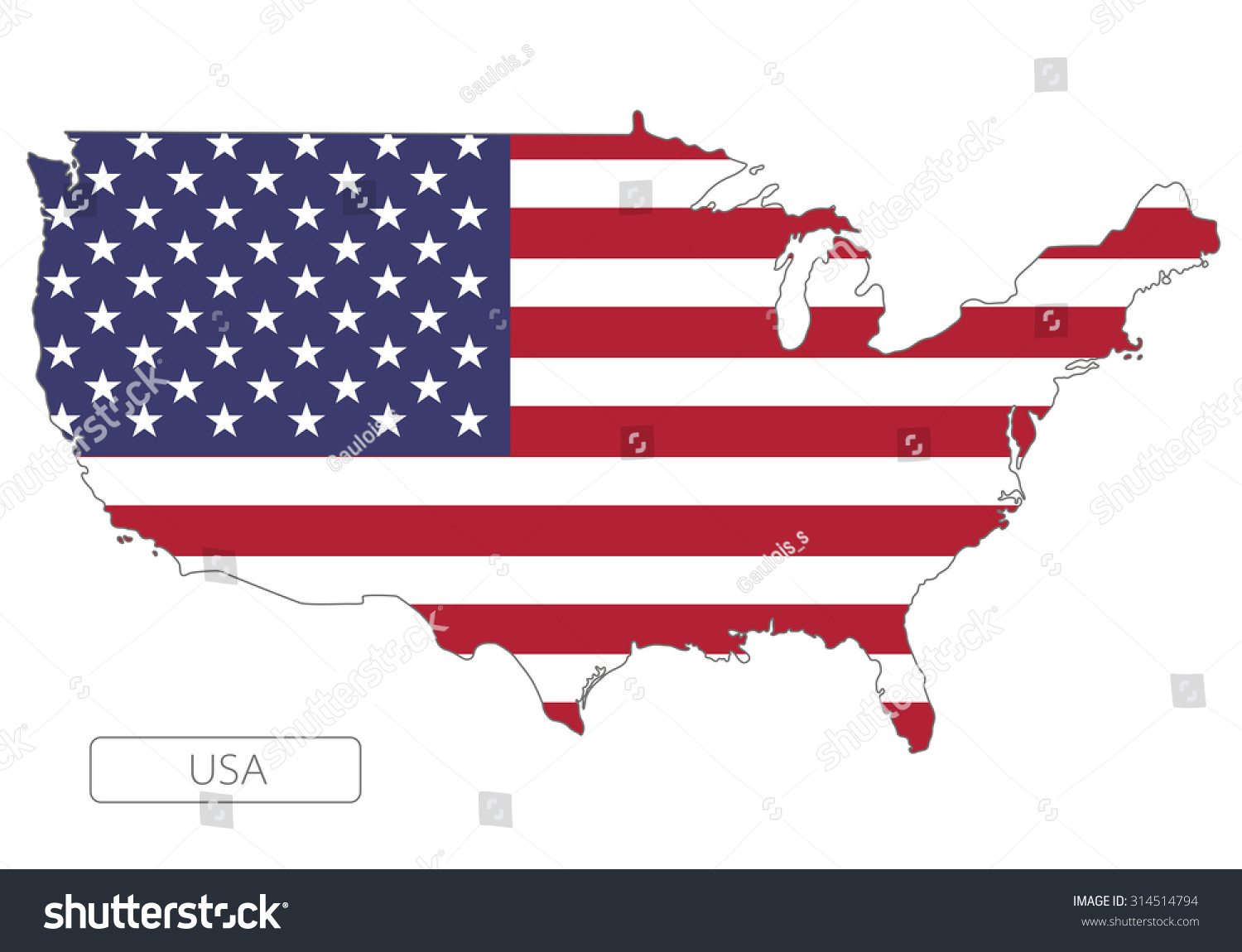 Map Usa Official Flag North America Stock Vector 314514794 - Shutterstock