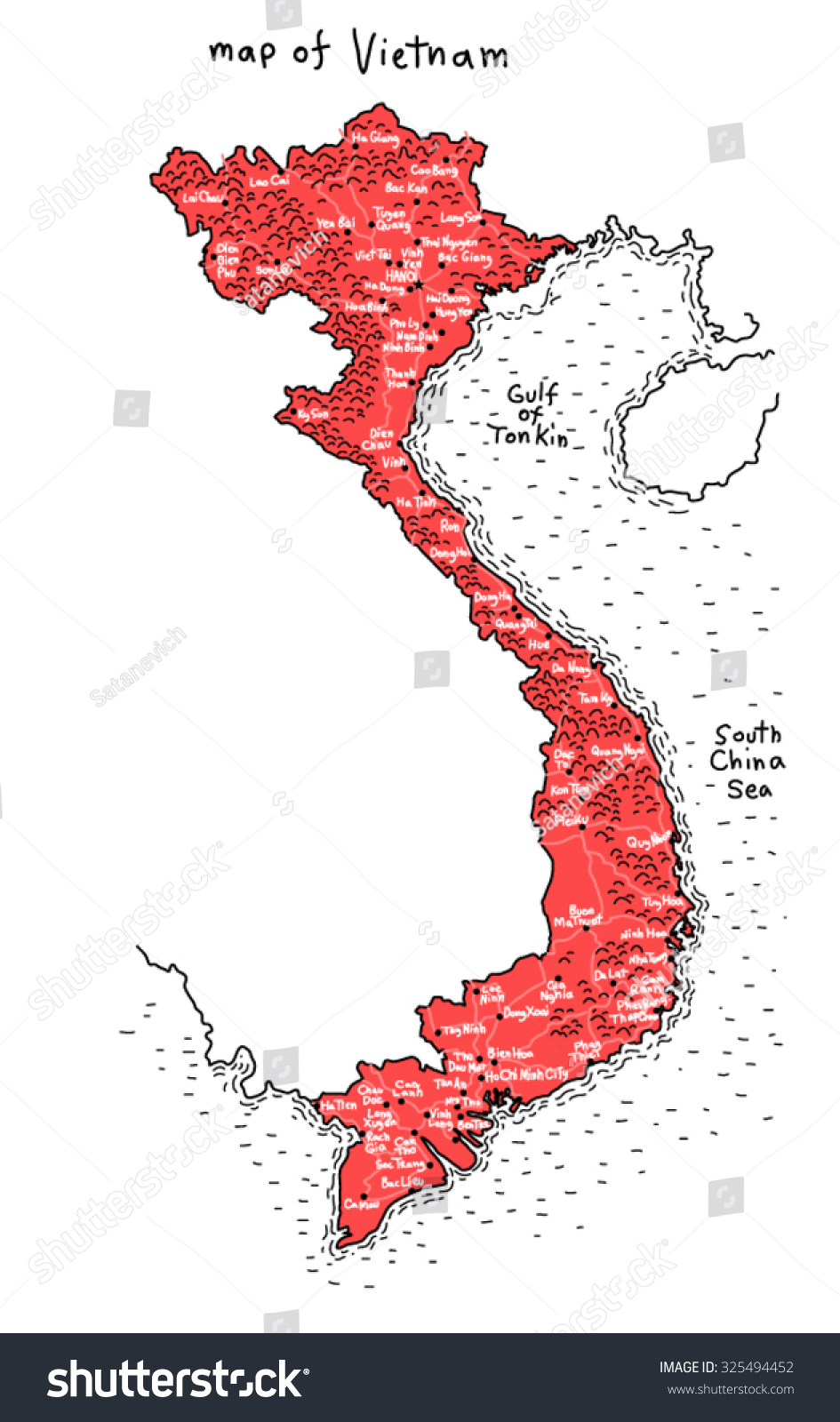 Map Vietnam Vector Vector C S N Mi N Ph B N Quy N 325494452   Stock Vector Map Of Vietnam Vector 325494452 