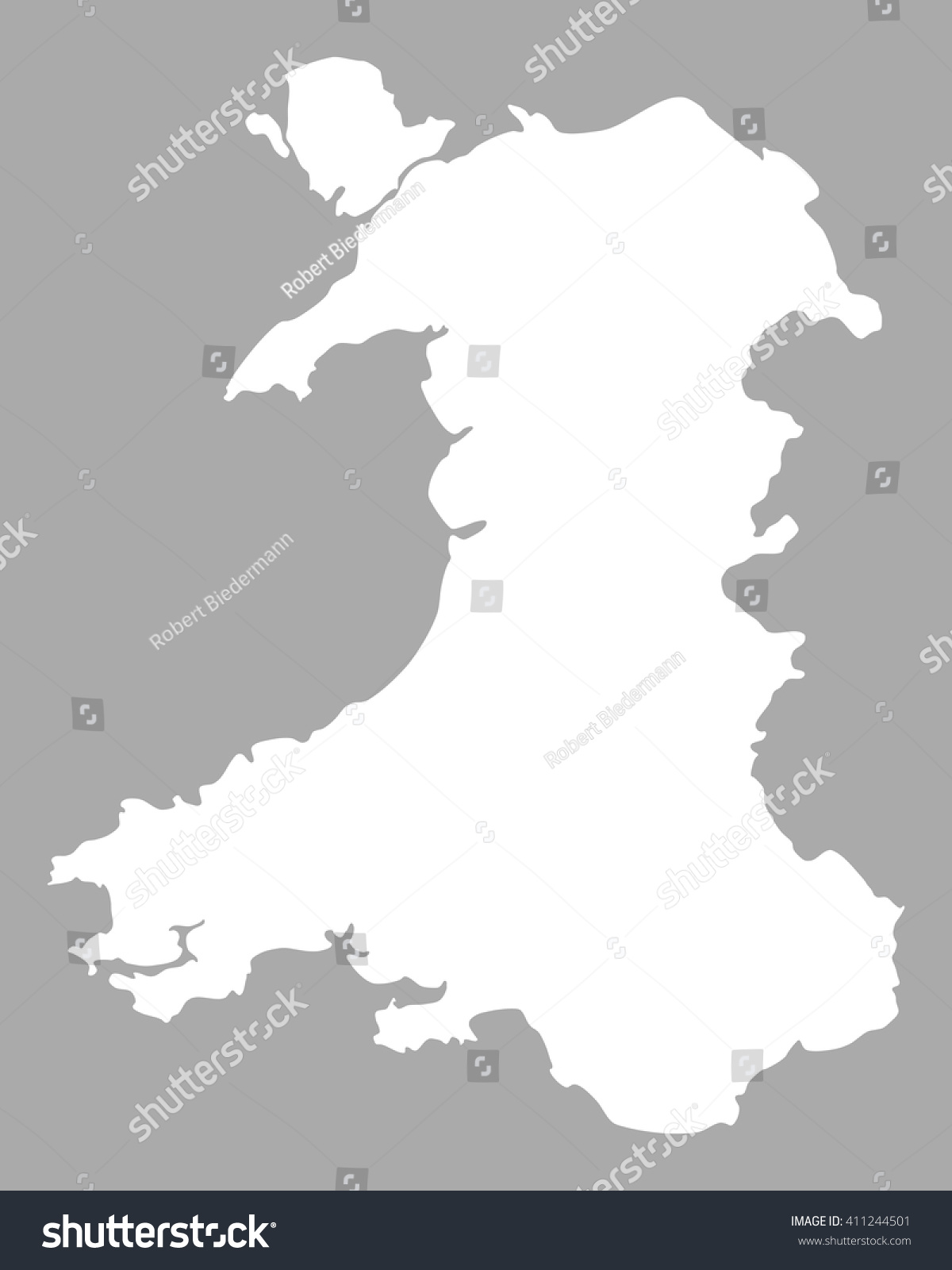 Map Wales Stock Vector 411244501 - Shutterstock