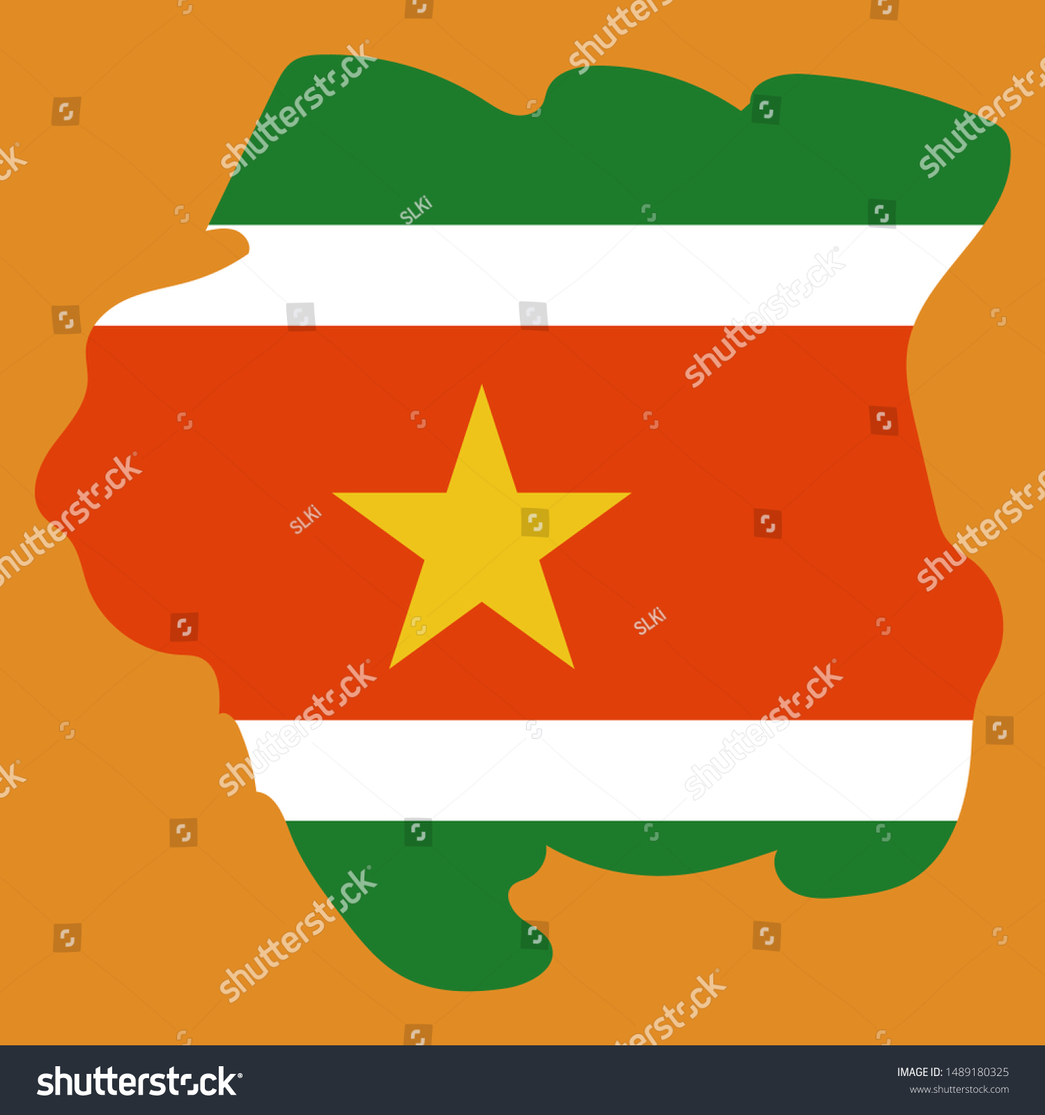 Map Outline Flag Suriname Horizontal Triband เวกเตอร์สต็อก ปลอดค่า