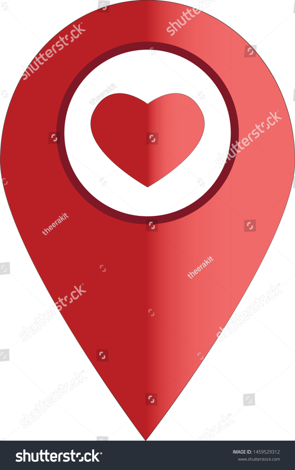 Map Pointer Heart Icon On White Stock Vector Royalty Free