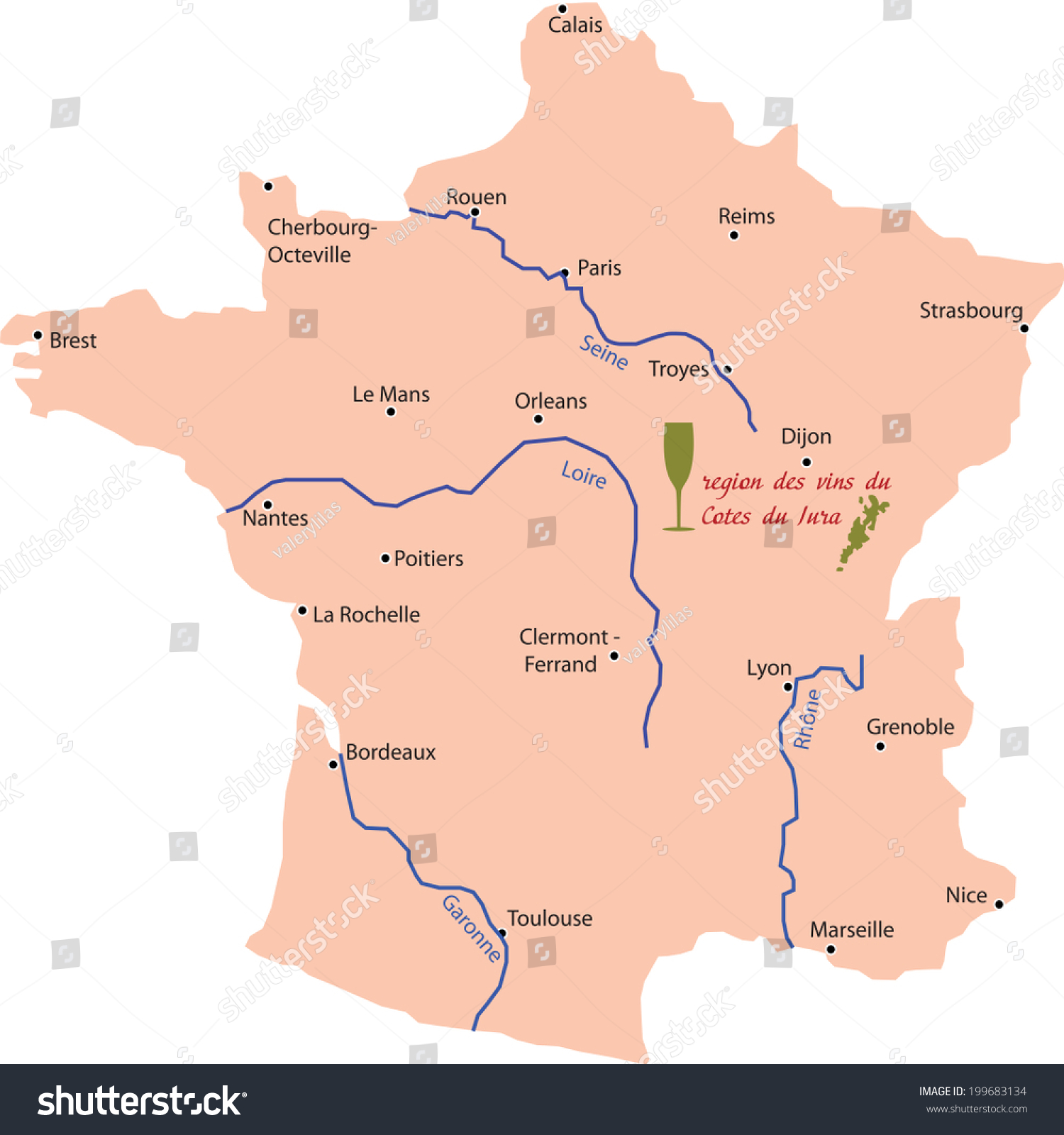 Jura Region France Map Map Wine Region Jura France: Vector De Stock (Libre De Regalías) 199683134  | Shutterstock