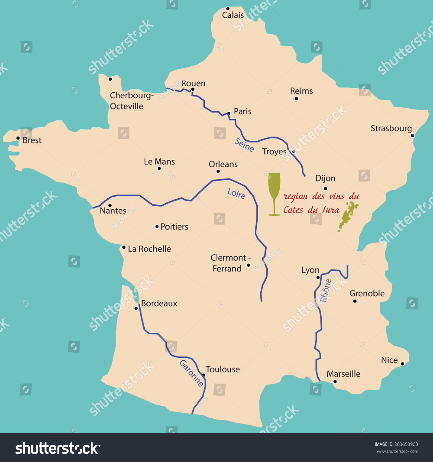 Jura Region France Map Map Wine Region Jura France: Vector De Stock (Libre De Regalías) 203653963  | Shutterstock