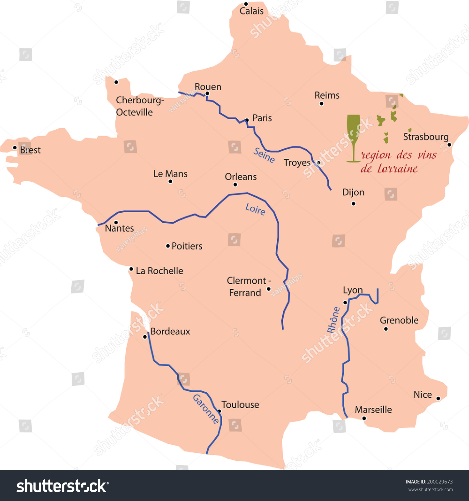 Map Wine Region Of Lorraine In France Stock Vector Illustration ...