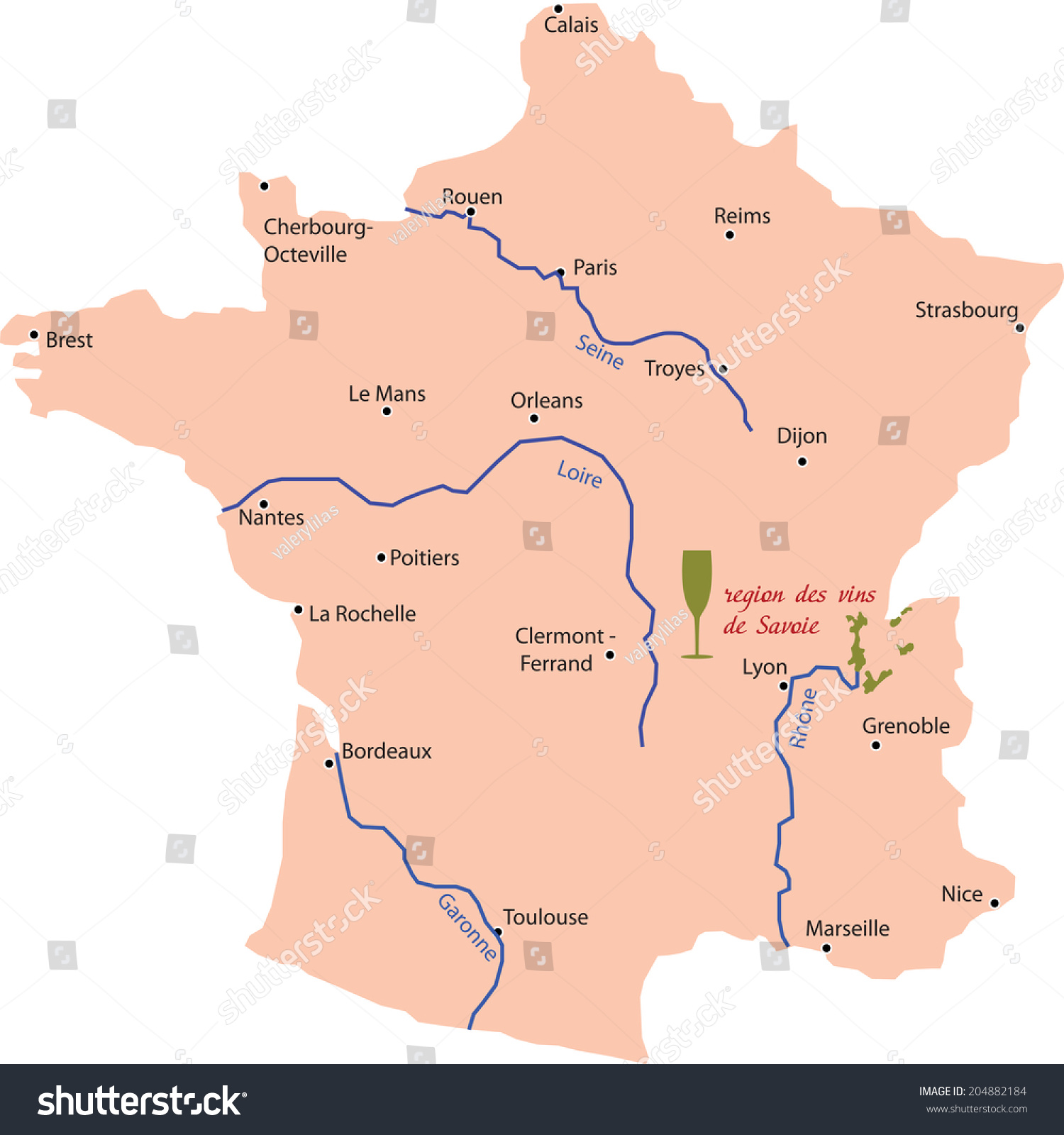 Savoy Region France Map Map Wine Region Savoie France Stock Vector (Royalty Free) 204882184 |  Shutterstock