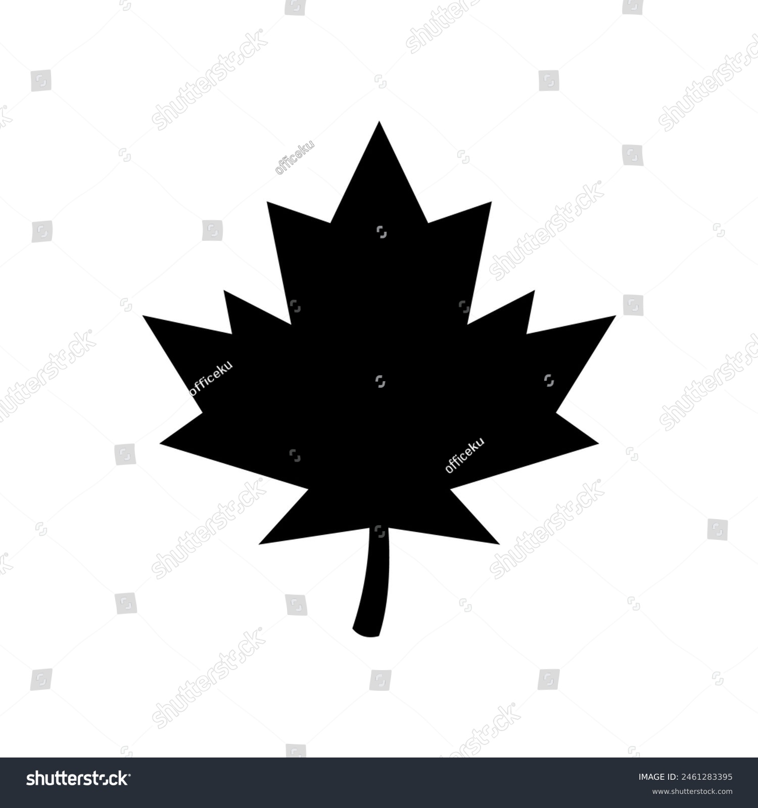 black maple leaf on white background clip art preview