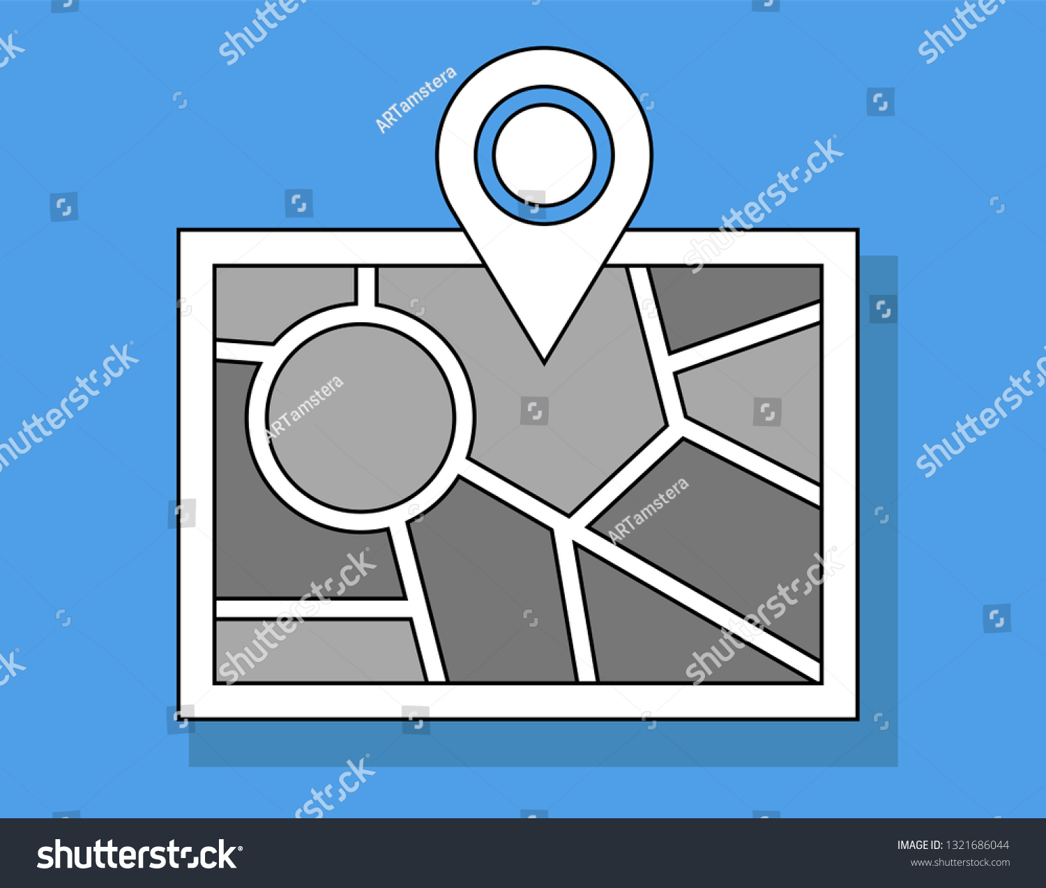 Maps Icon Road Map Map Marker Stock Vector (Royalty Free) 1321686044
