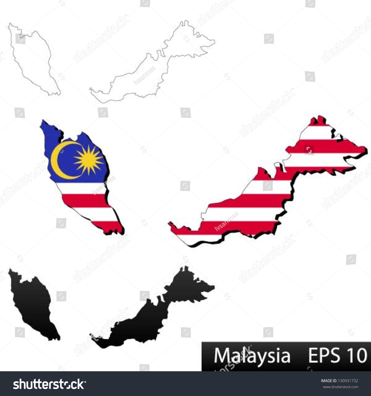 Maps Malaysia 3 Dimensional Flag Clipped Stock Vector 130931732 ...