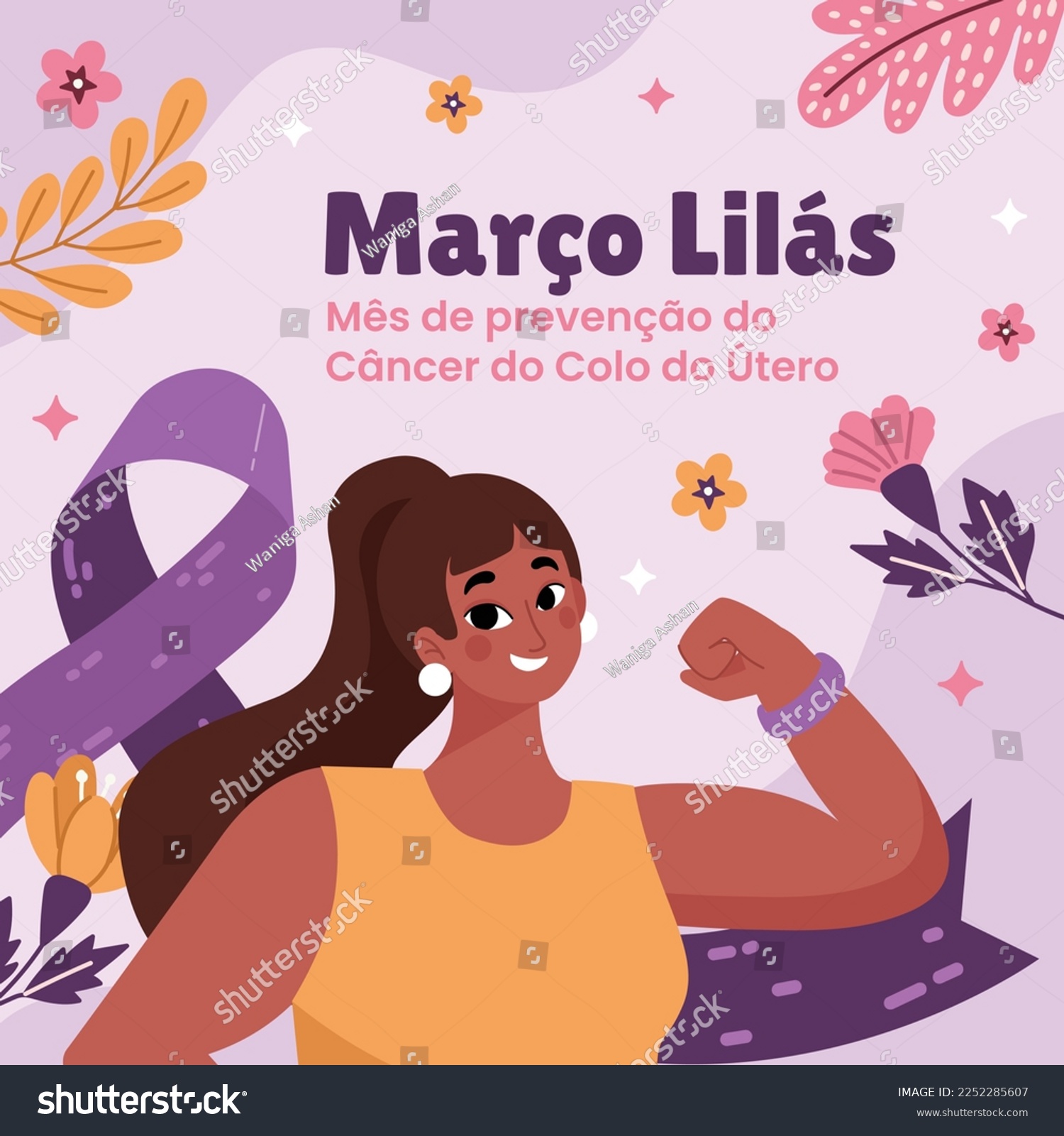 SVG of Março Lilás, March lilac. Cervical Cancer Awareness Month. Lilac ribbon. svg