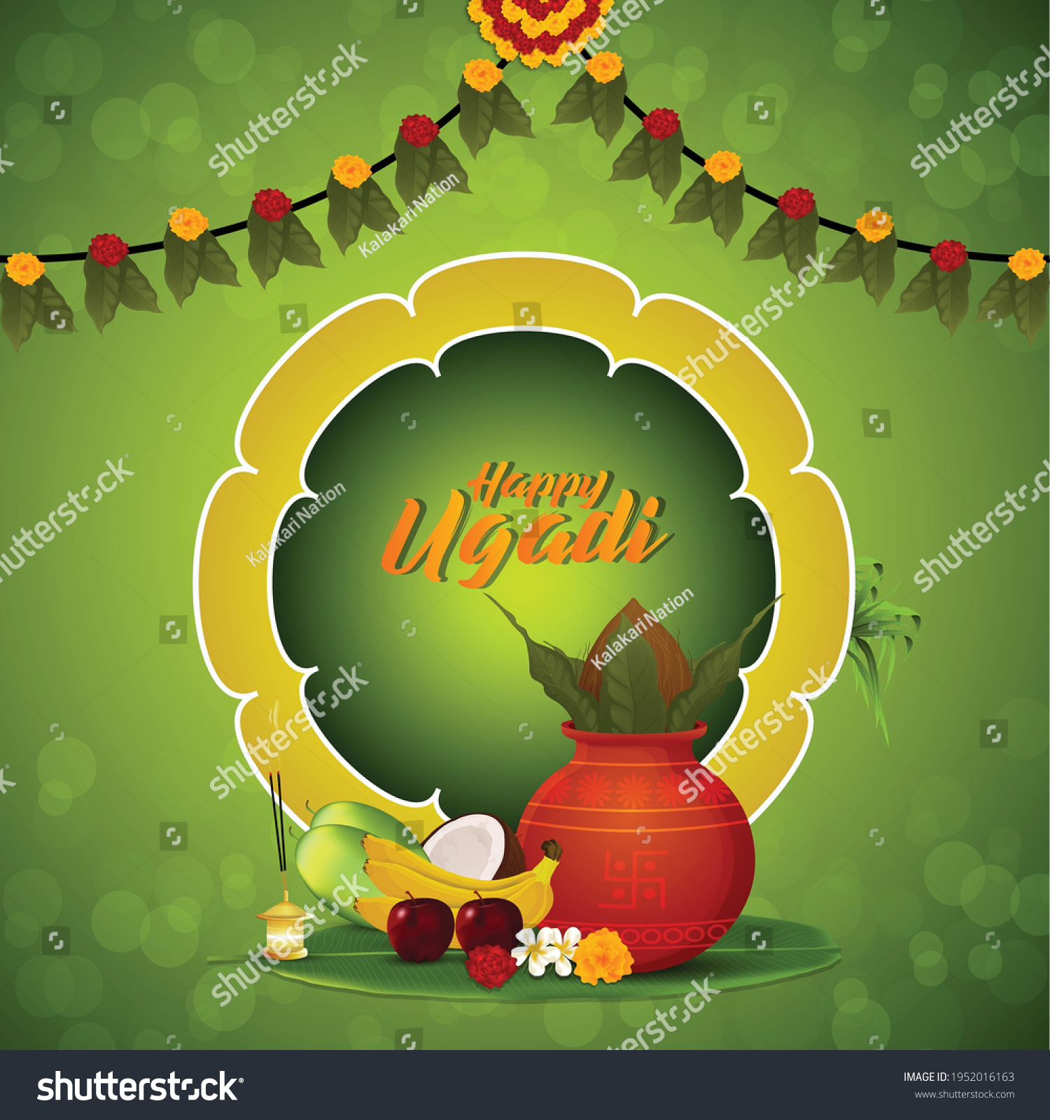 Marathi New Year Ugadi Gudi Padwa Stock Vector (Royalty Free