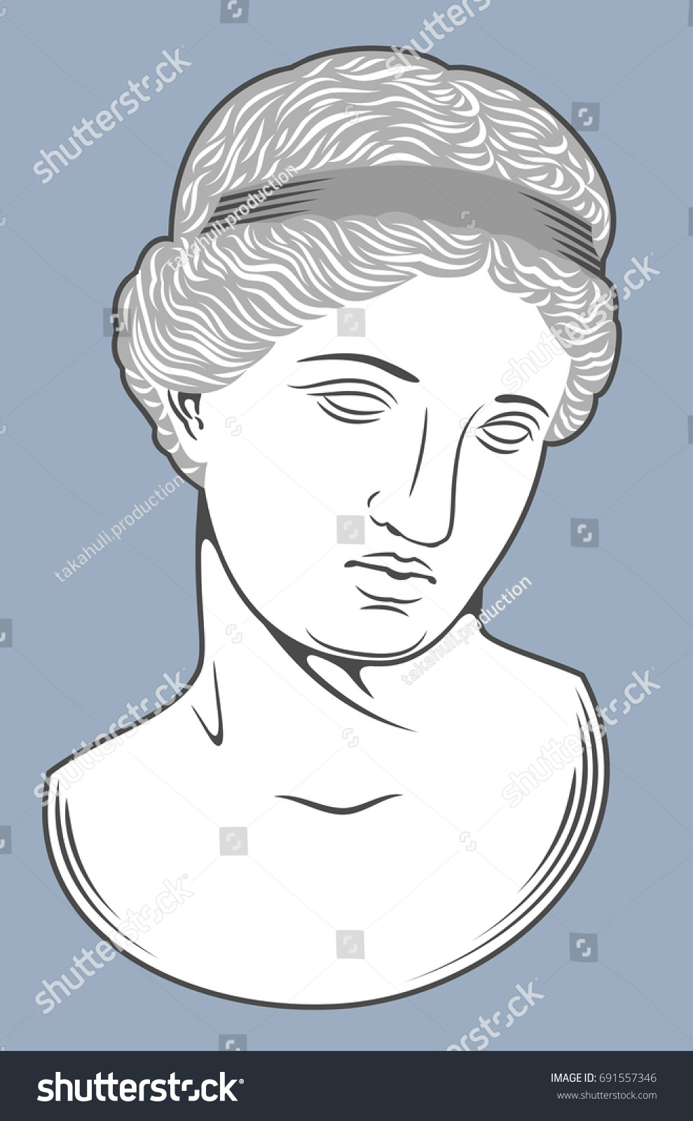 Vektor Stok Marble Bust Greek Goddess Tanpa Royalti 691557346 Shutterstock 2416