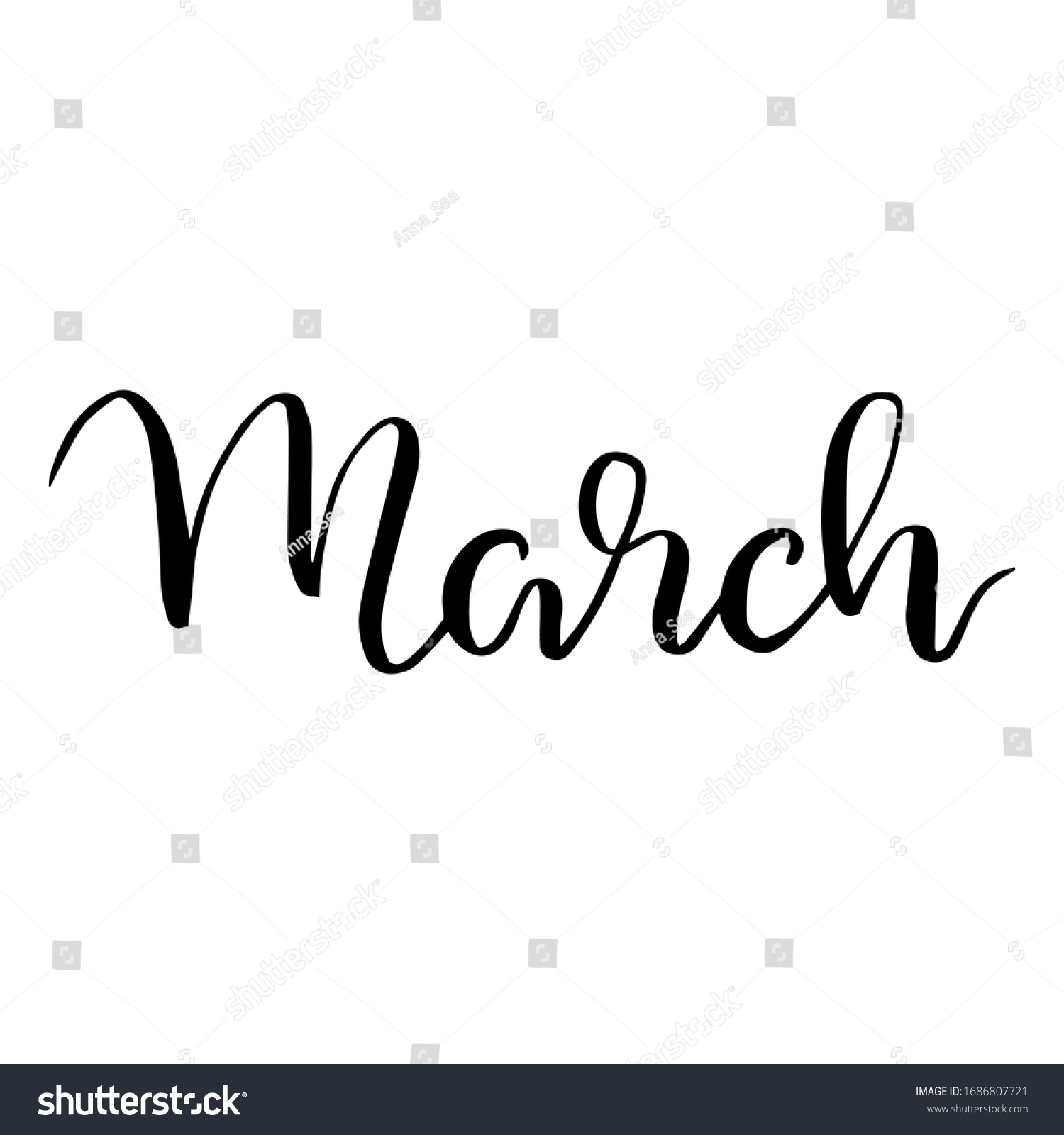 March Handwritten Text Modern Calligraphy Vector Stock Vector (Royalty ...