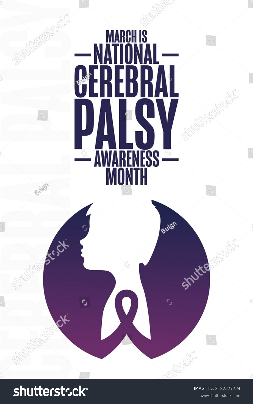 March National Cerebral Palsy Awareness Month Stock Vector Royalty Free 2122377734