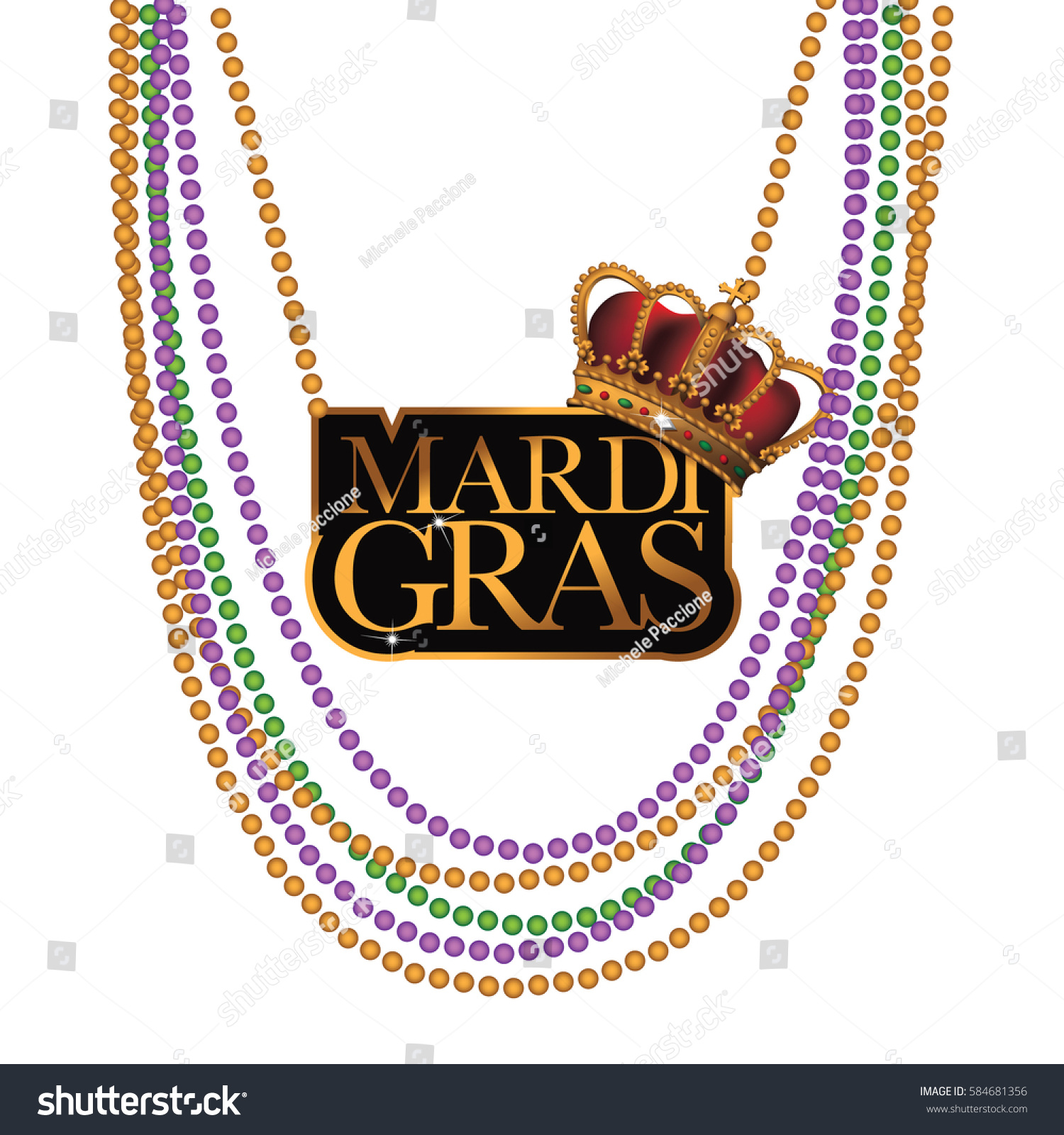 Mardi Gras Beads Necklace Eps 10 Stock Vector 584681356 - Shutterstock