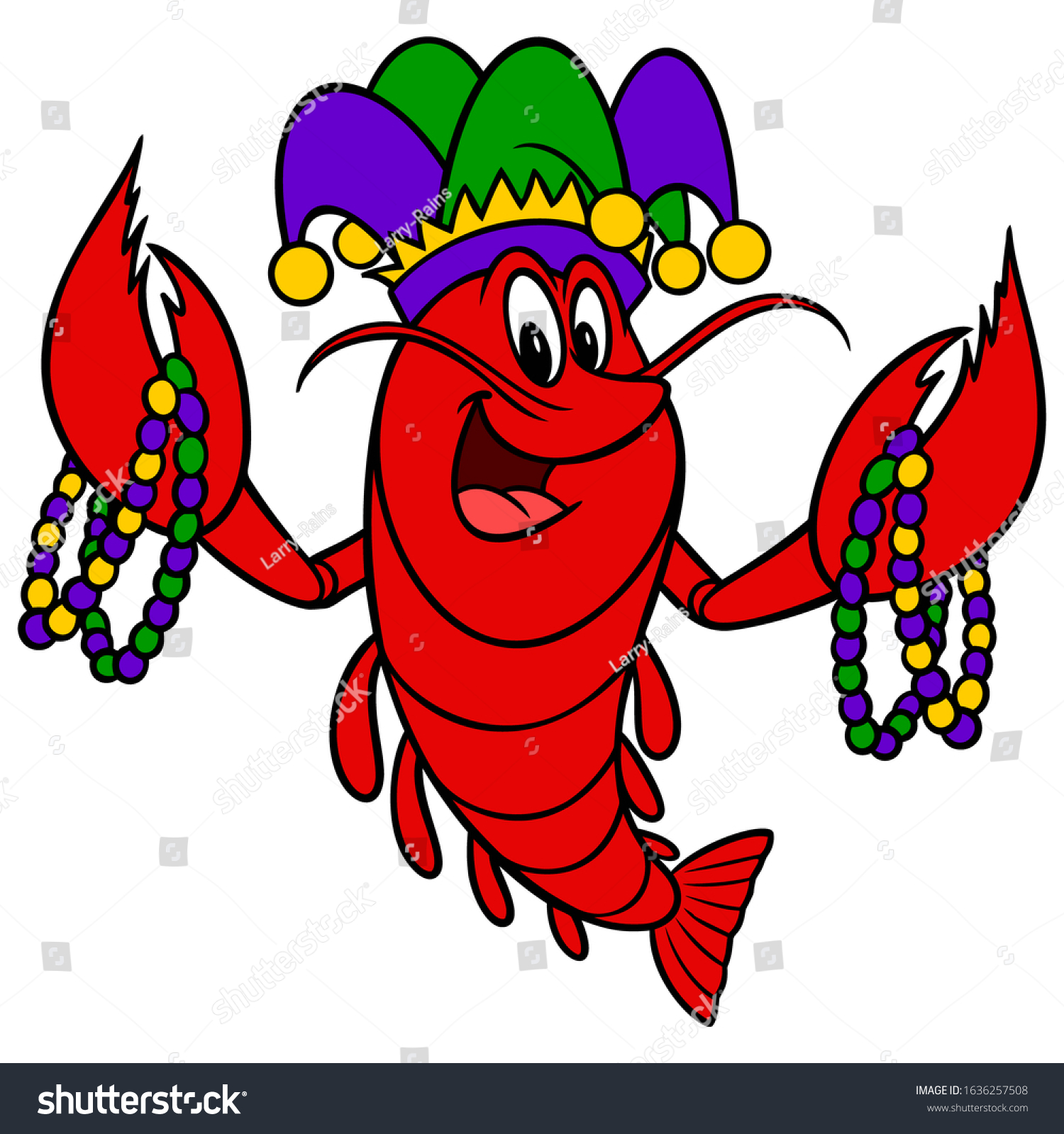 Mardi Gras Crawfish Cartoon Illustration Mardi Stock Vector (Royalty