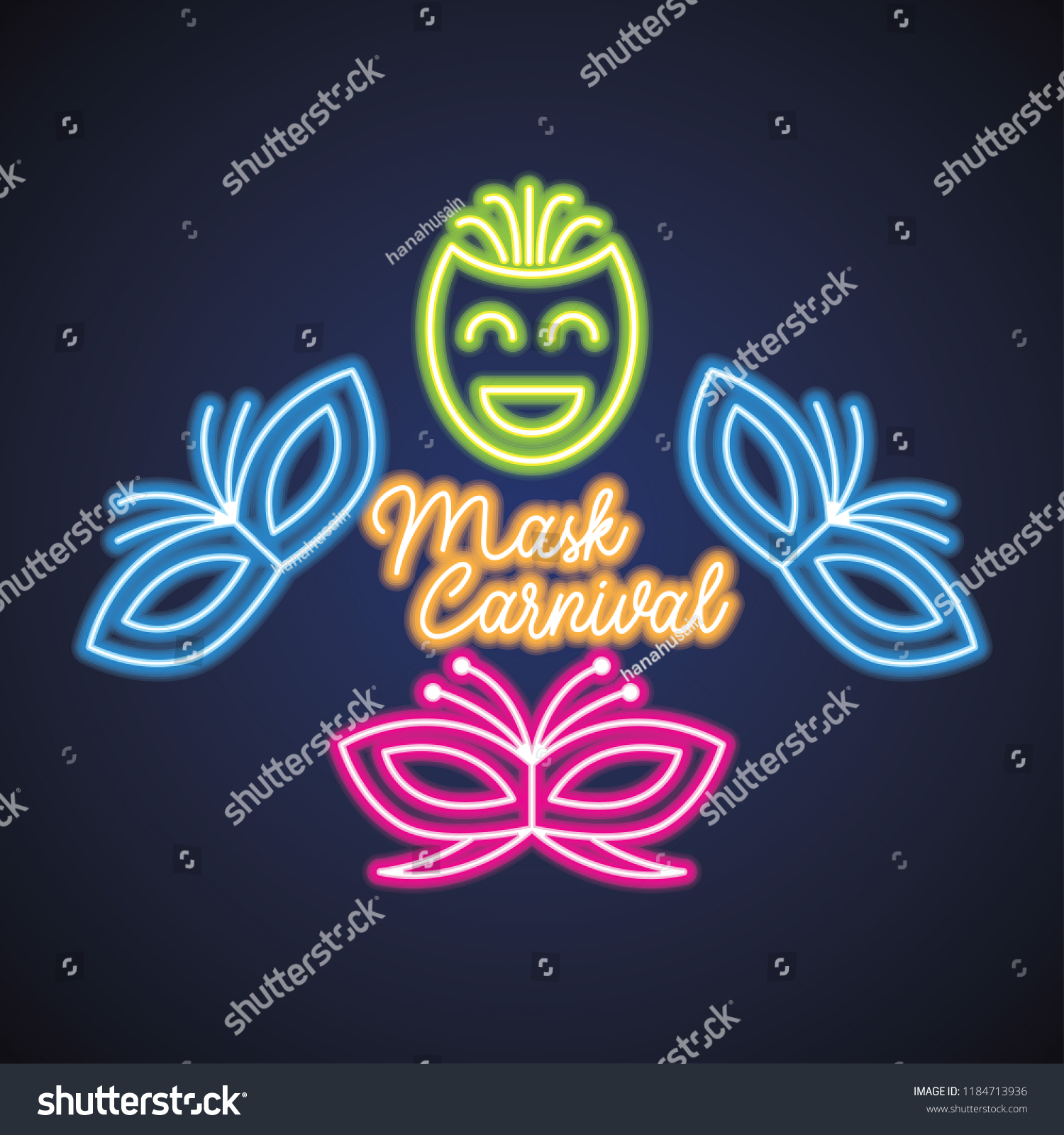 Mardi Gras Mask Carnival Neon Light Stock Vector Royalty Free Shutterstock