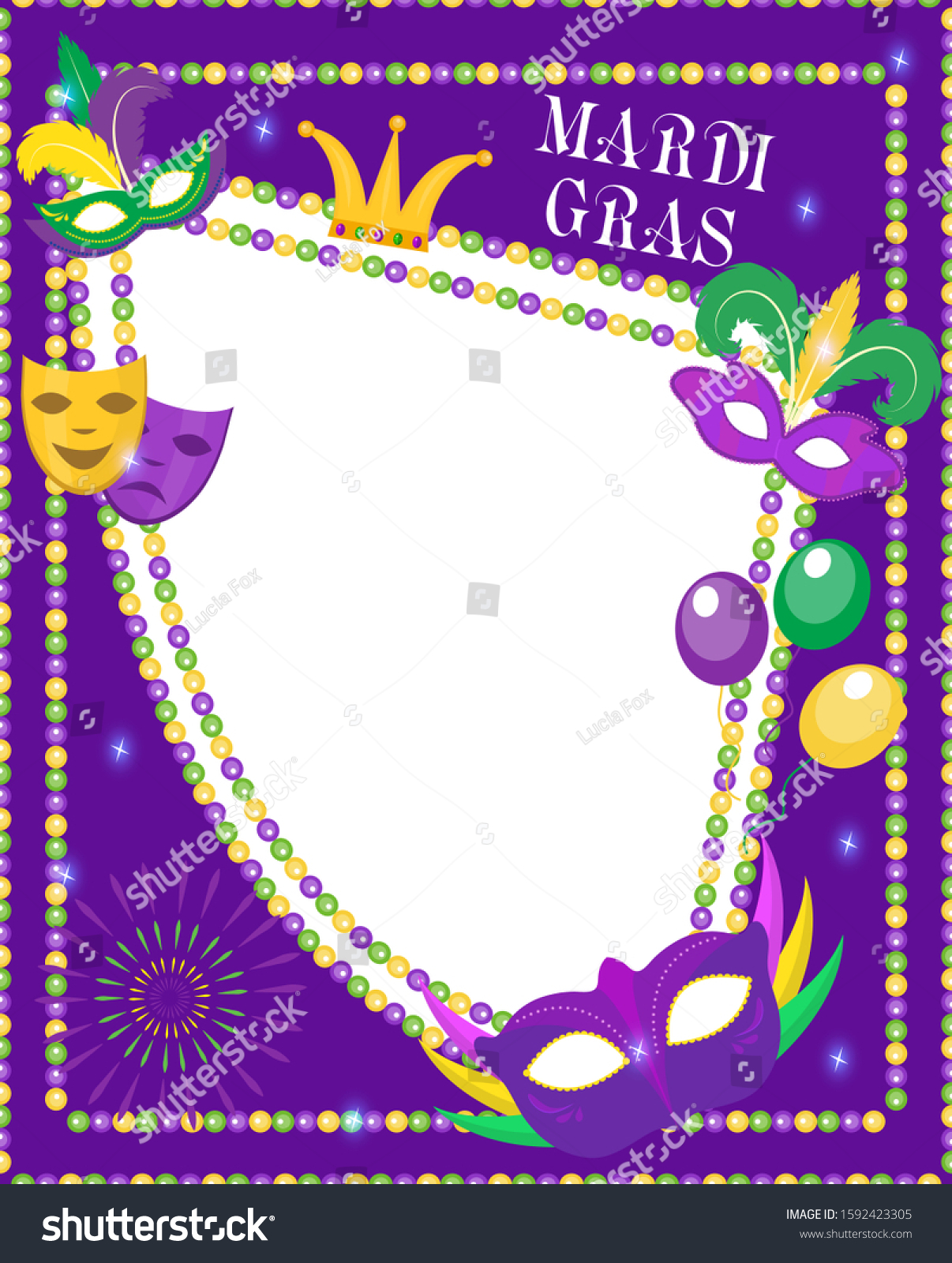 Mardi Gras Frame Template Space Text Stock Vector (Royalty Free ...