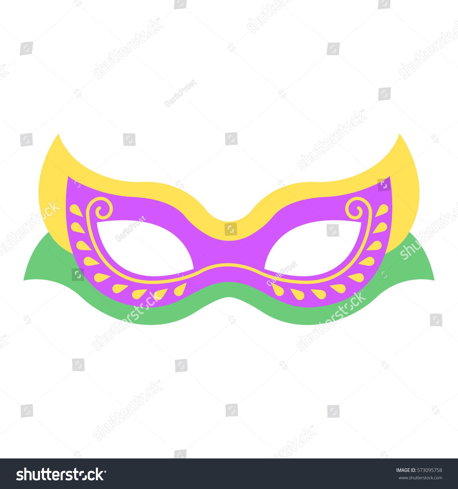 Mardi Gras Mask Icon Colorful Props Vector de stock (libre de regalías