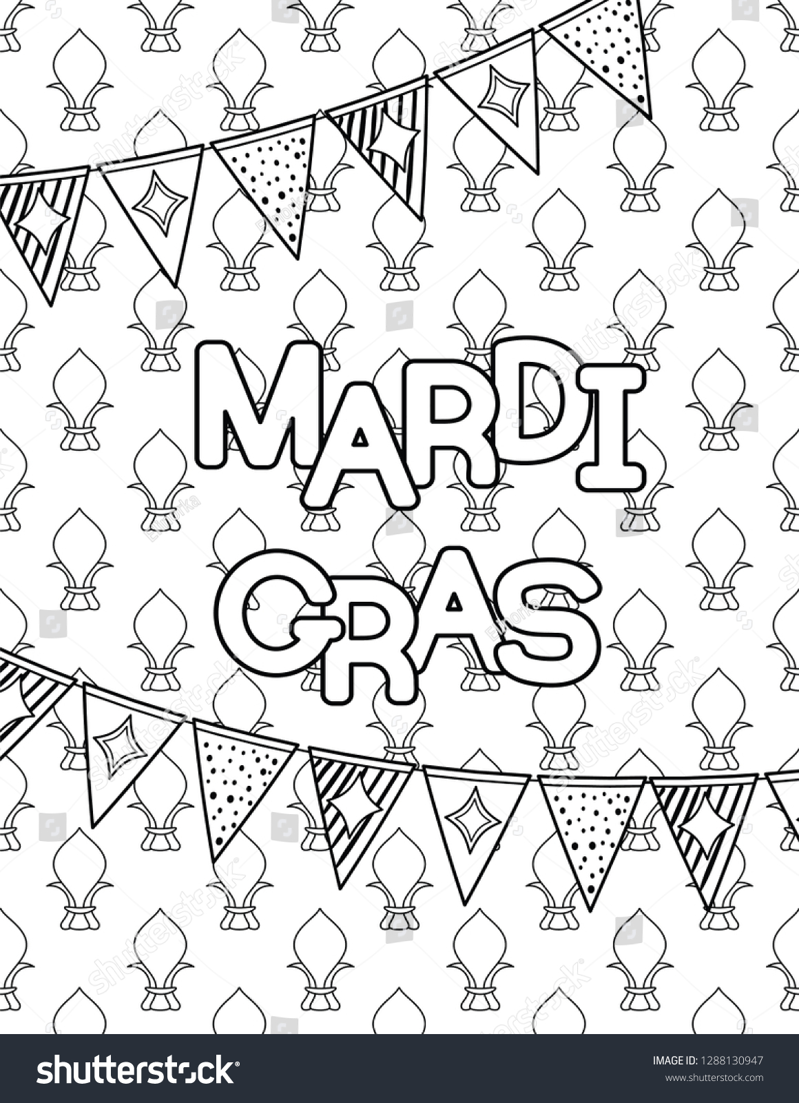 Mardi Gras Shrove Tuesday Coloring Page Stock Vector (Royalty Free ...