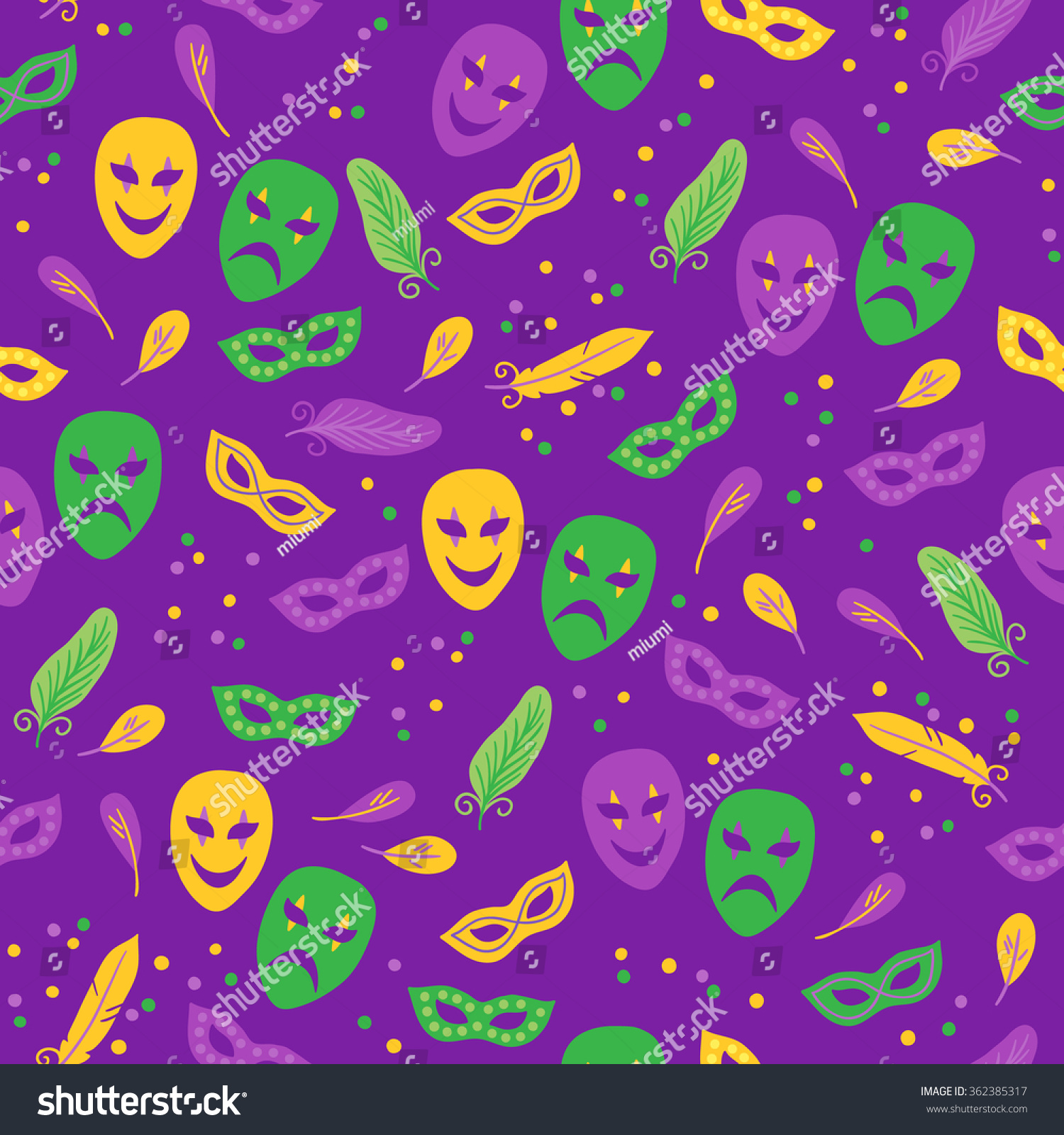 Mardi Gras Seamless Pattern Comedy Tragedy Stock Vector 362385317 ...