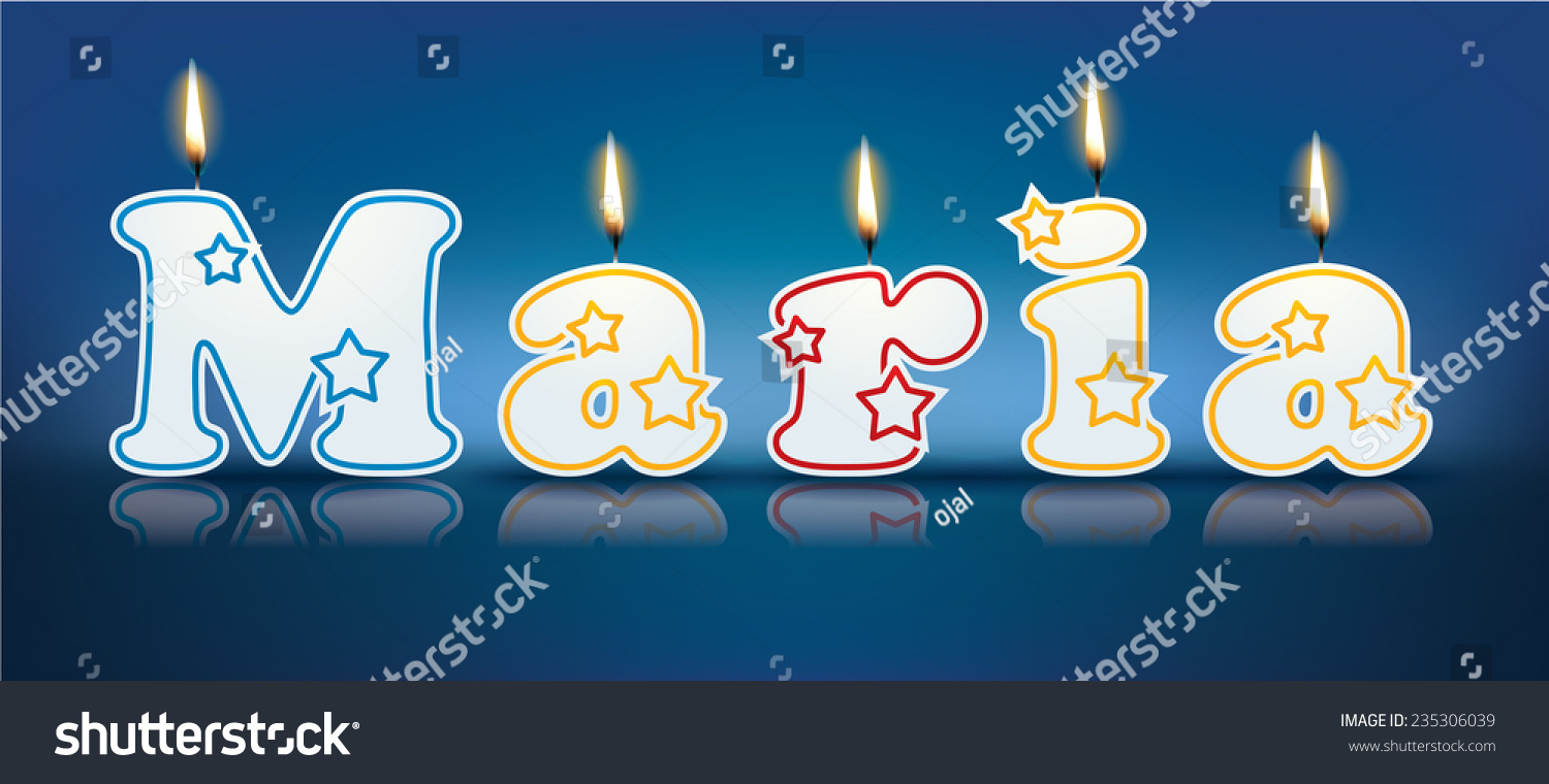 SVG of MARIA written with burning candles - vector illustration svg