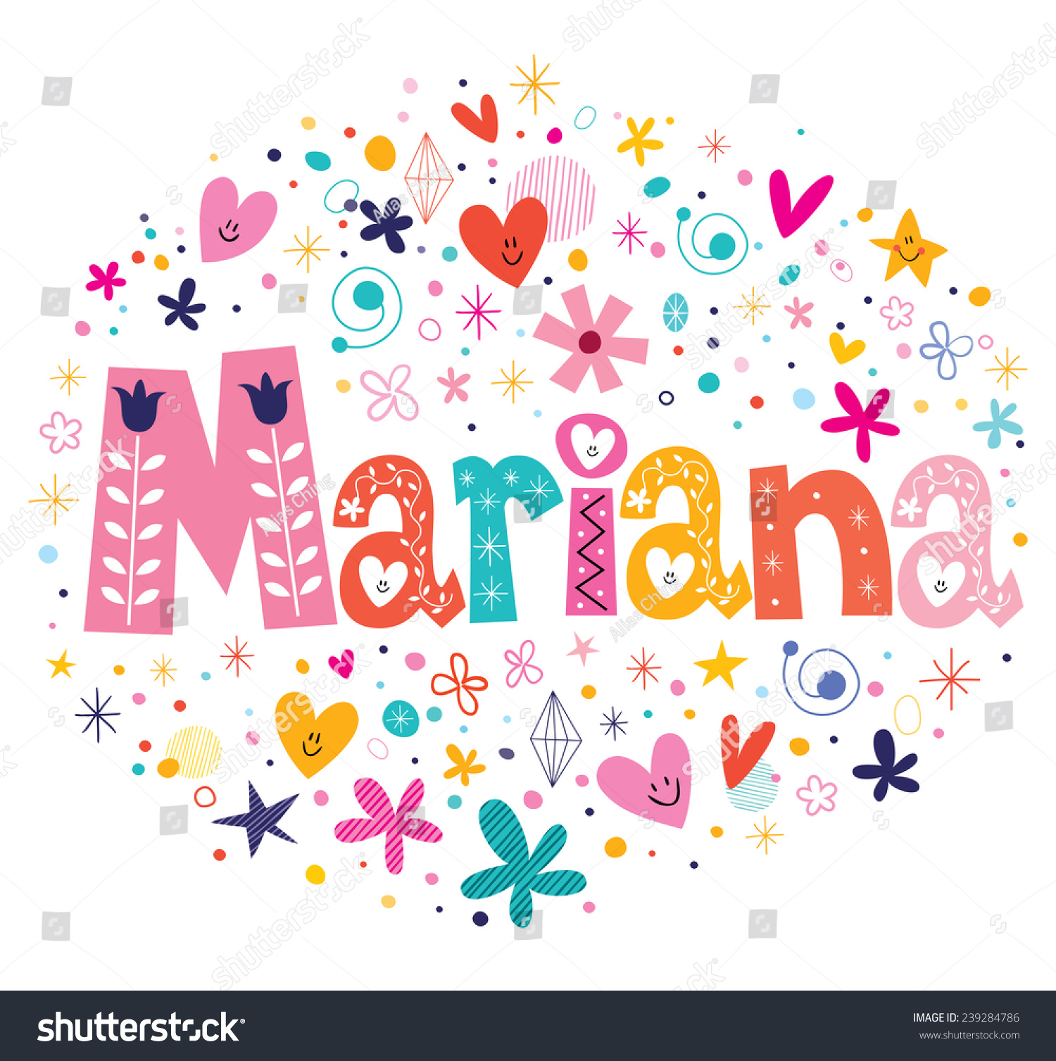 Mariana Female Name Decorative Lettering Type Stock Vector 239284786 ...